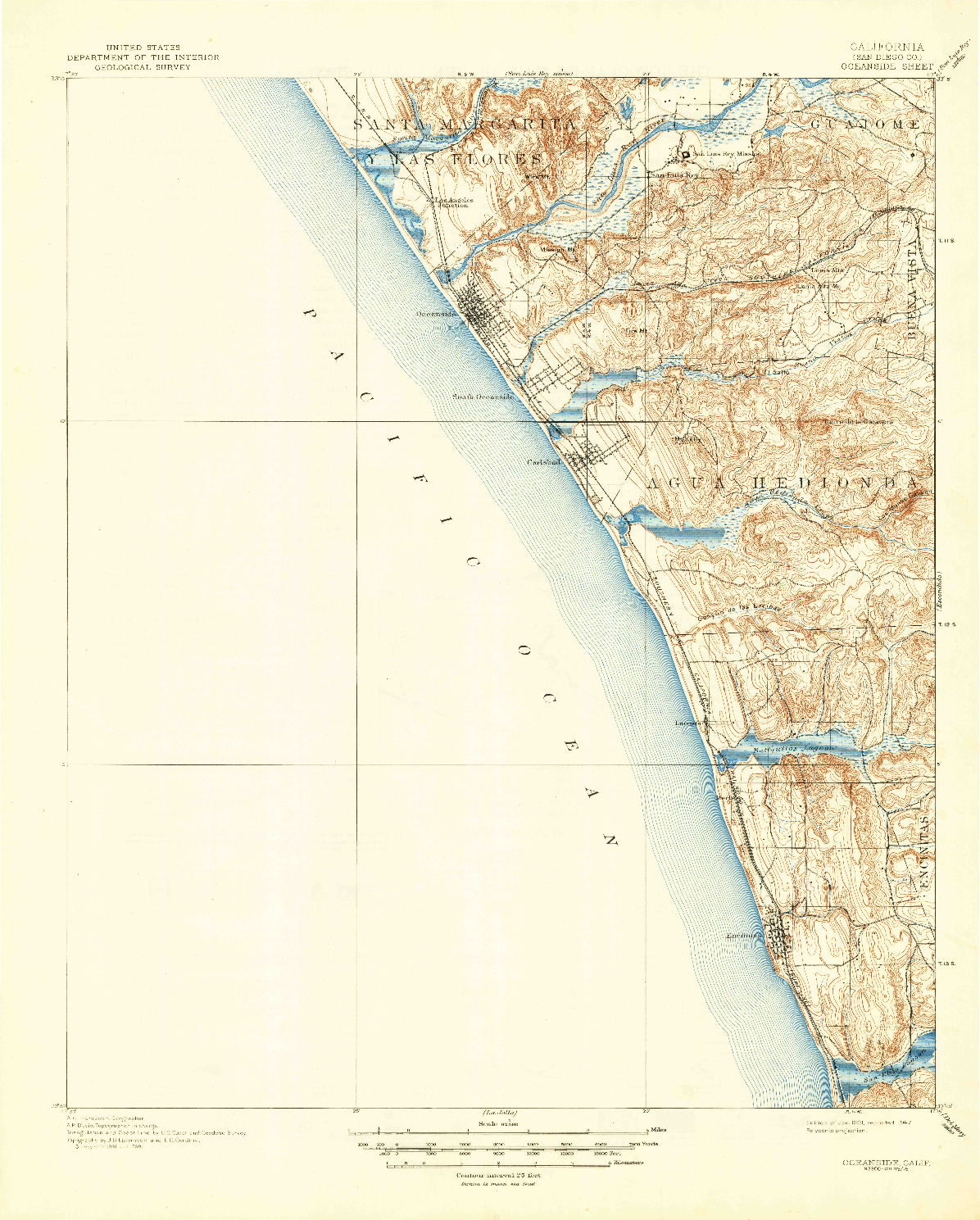 USGS 1:62500-SCALE QUADRANGLE FOR OCEANSIDE, CA 1901