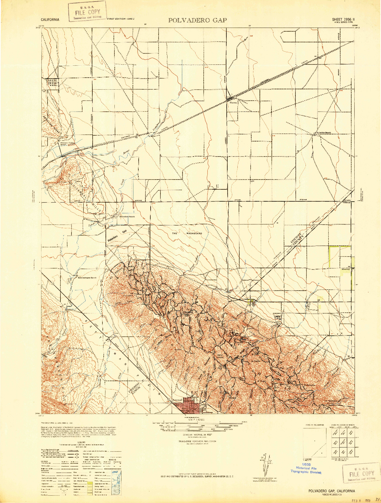 USGS 1:62500-SCALE QUADRANGLE FOR POLVADERO GAP, CA 1942