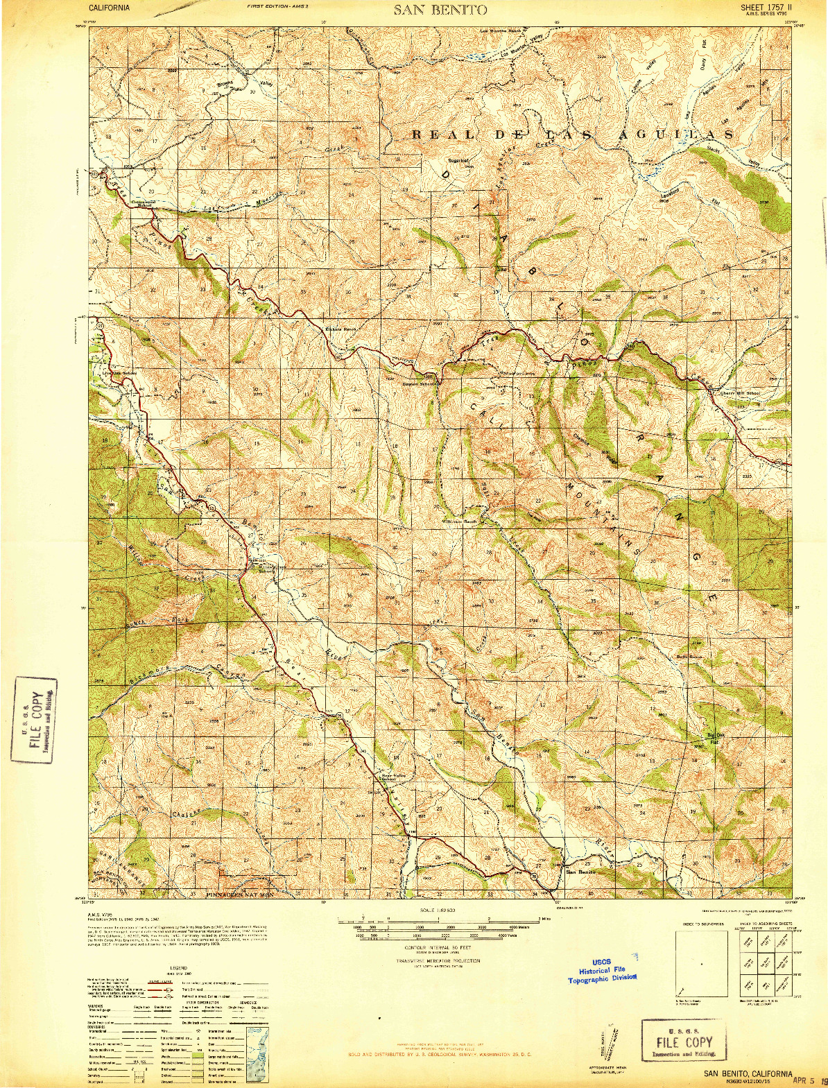 USGS 1:62500-SCALE QUADRANGLE FOR SAN BENITO, CA 1940