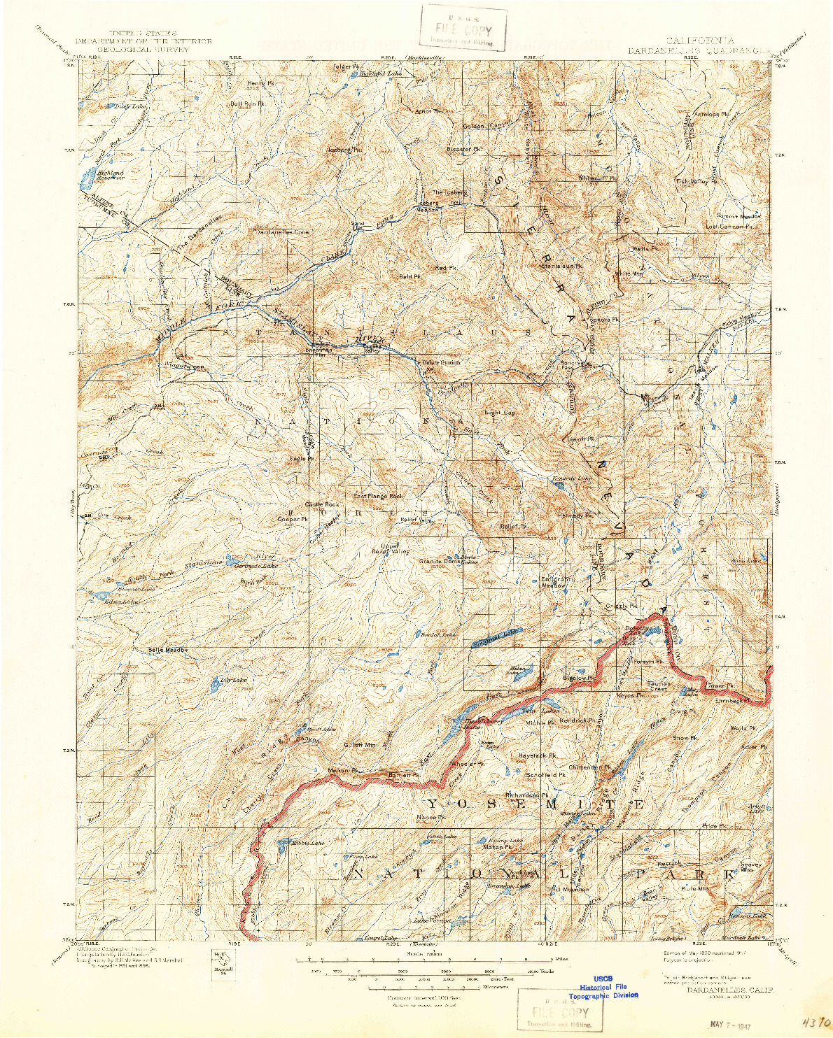 USGS 1:125000-SCALE QUADRANGLE FOR DARDANELLES, CA 1898