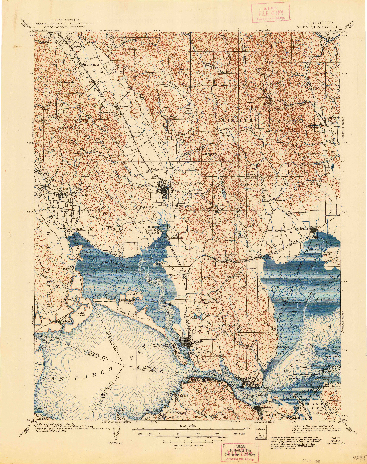 USGS 1:125000-SCALE QUADRANGLE FOR NAPA, CA 1902