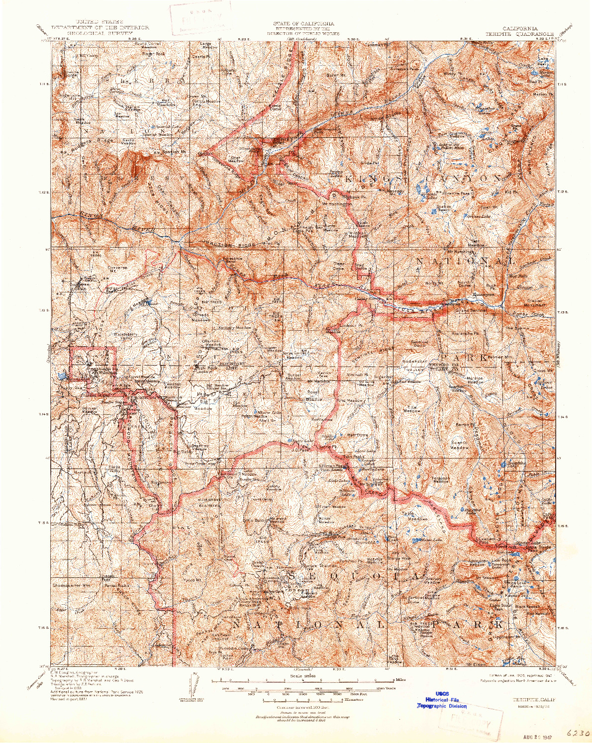USGS 1:125000-SCALE QUADRANGLE FOR TEHIPITE, CA 1905