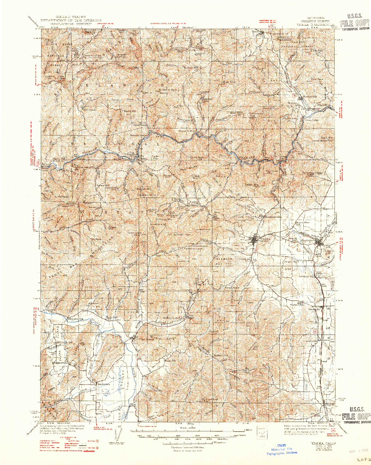 USGS 1:125000-SCALE QUADRANGLE FOR YREKA, CA 1939