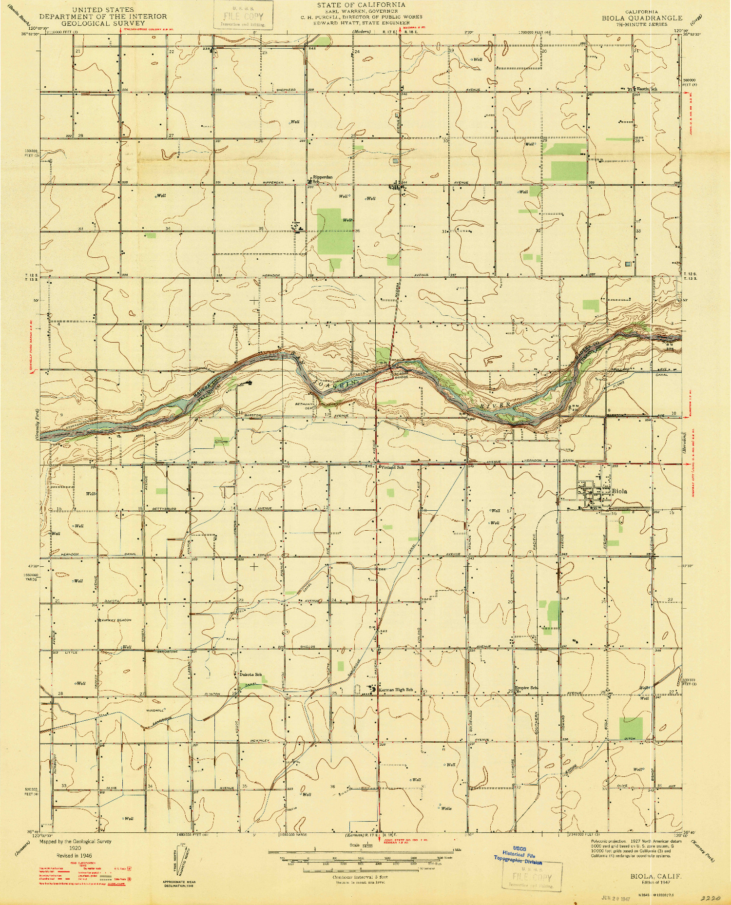 USGS 1:24000-SCALE QUADRANGLE FOR BIOLA, CA 1947