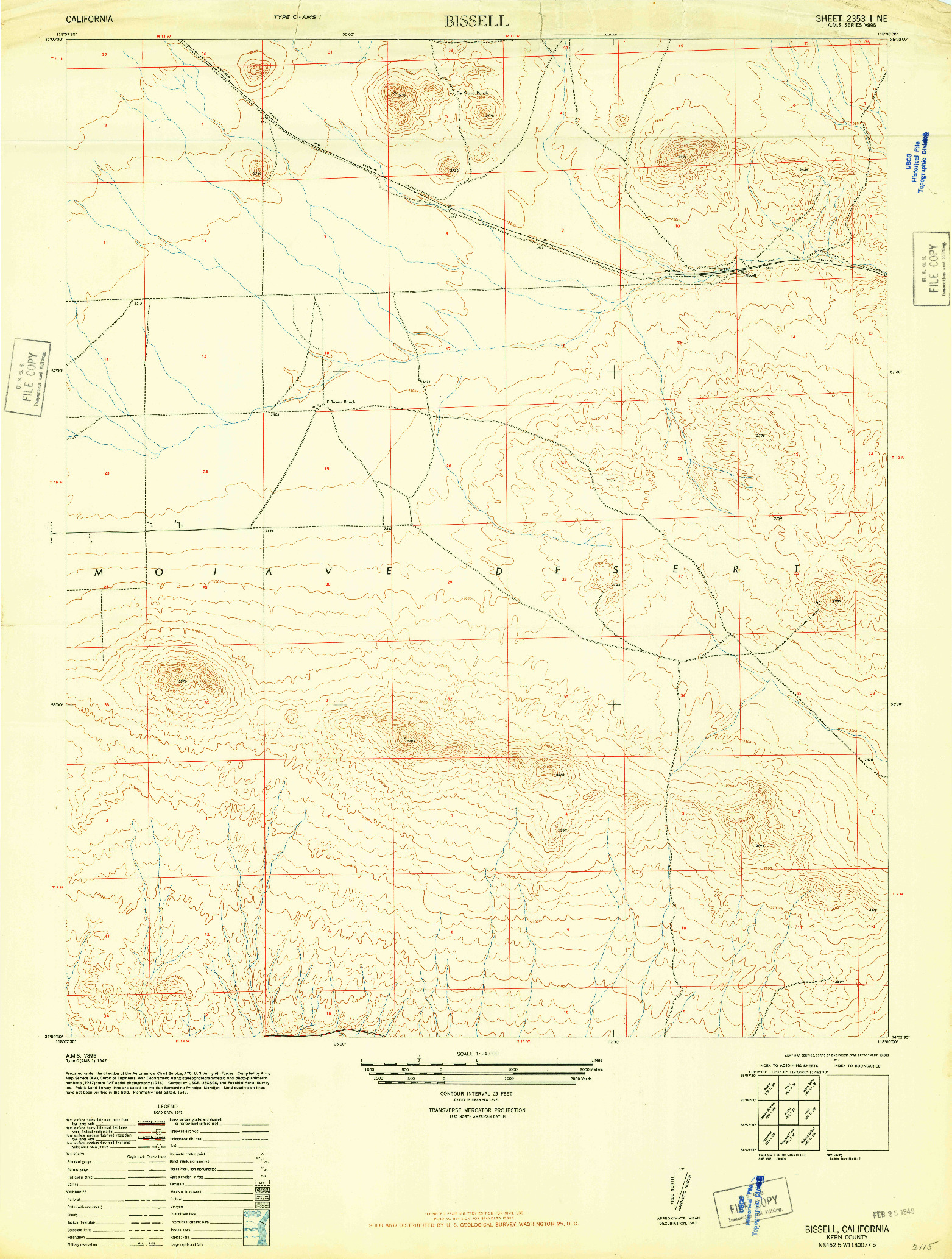 USGS 1:24000-SCALE QUADRANGLE FOR BISSELL, CA 1947