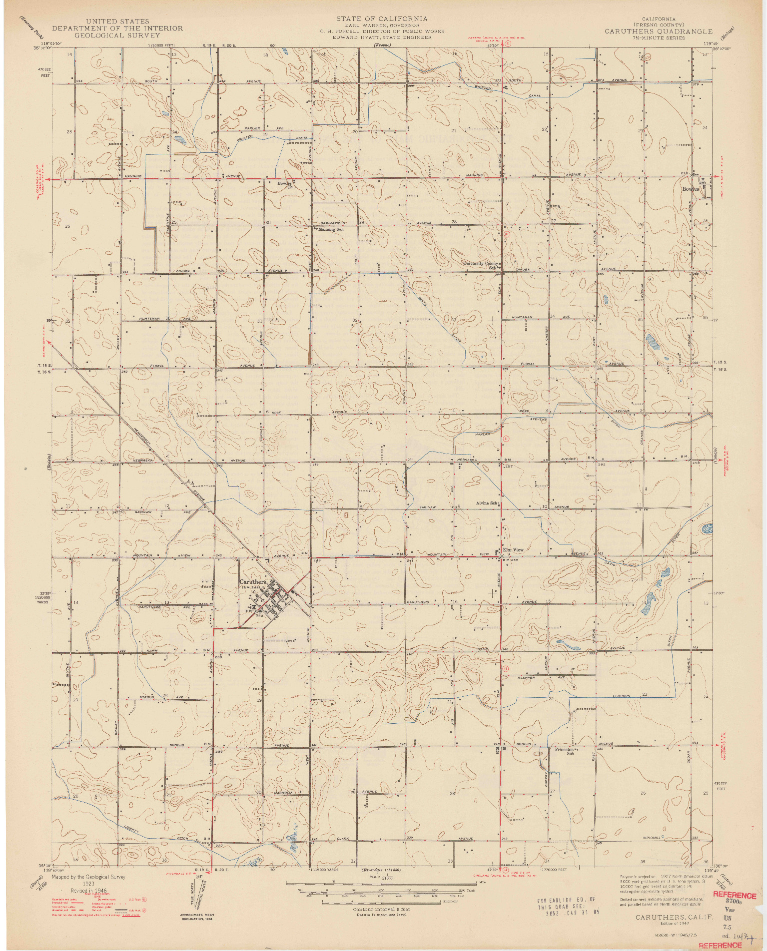USGS 1:24000-SCALE QUADRANGLE FOR CARUTHERS, CA 1947