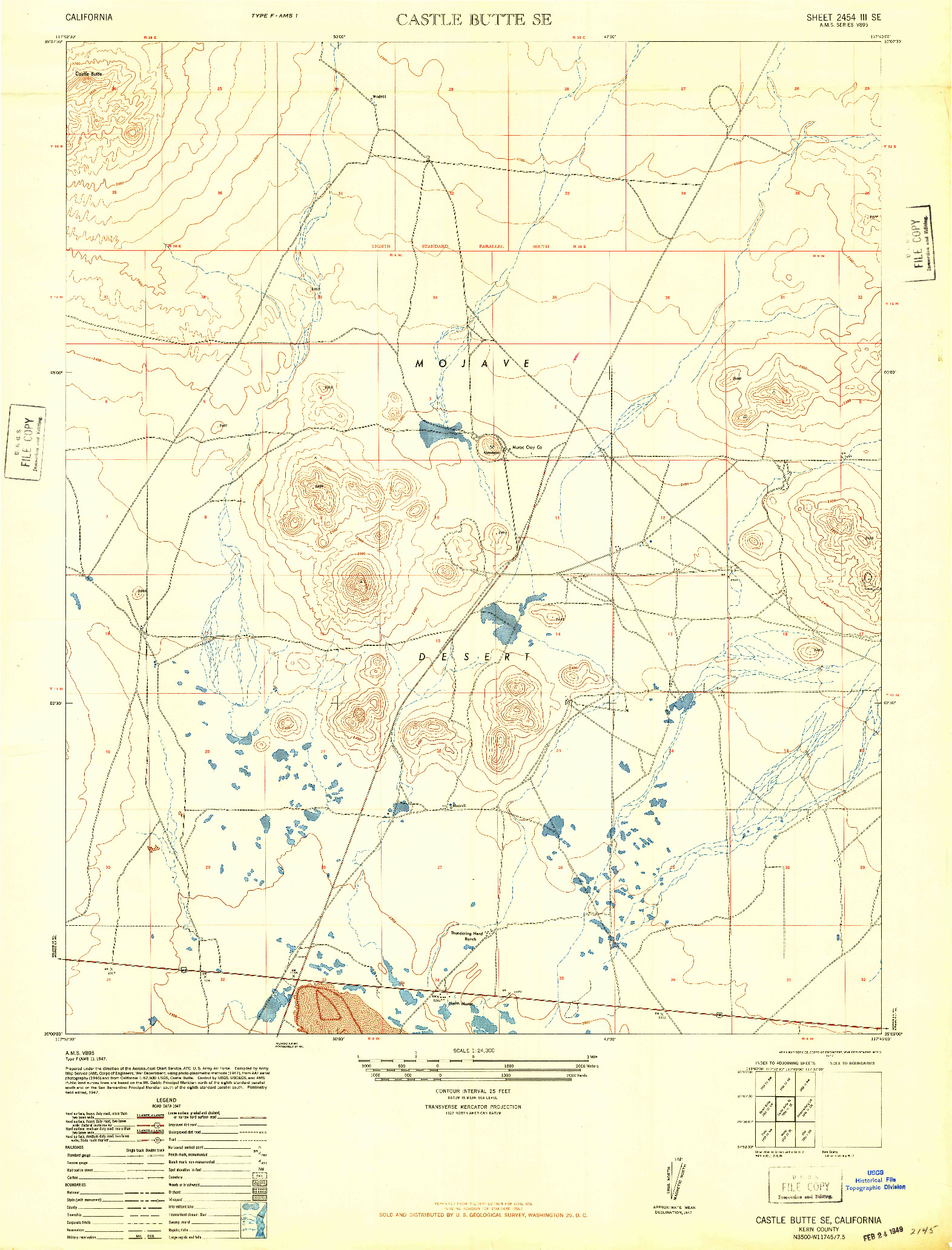 USGS 1:24000-SCALE QUADRANGLE FOR CASTLE BUTTE SE, CA 1947