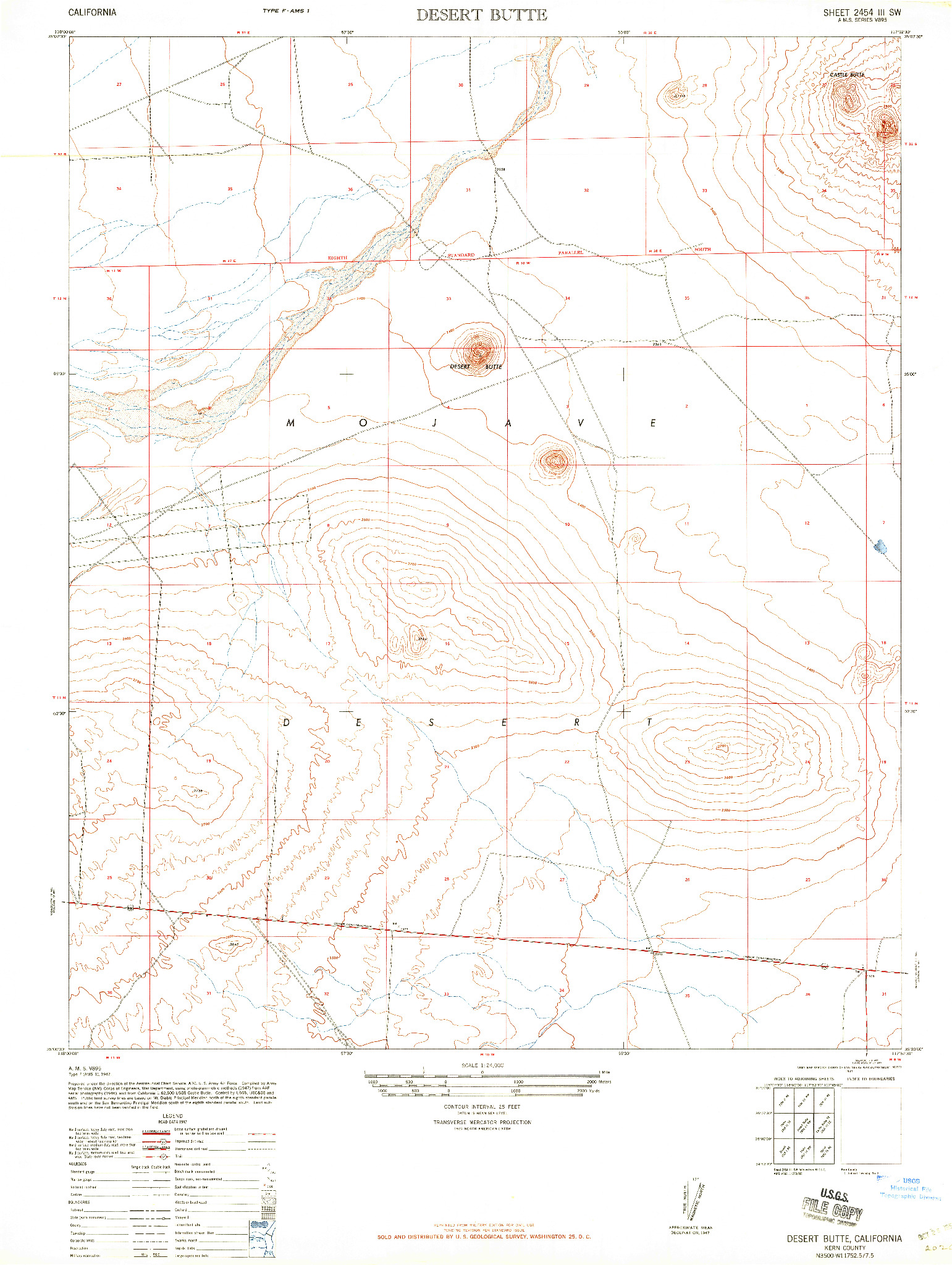 USGS 1:24000-SCALE QUADRANGLE FOR DESERT BUTTE, CA 1947