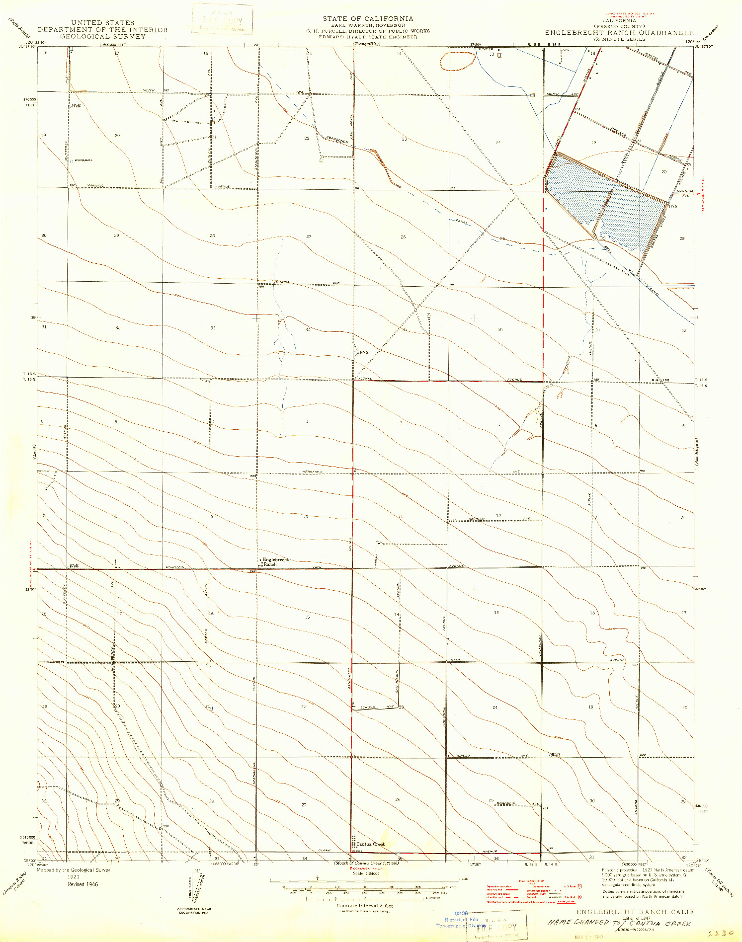 USGS 1:24000-SCALE QUADRANGLE FOR ENGLEBRECHT RANCH, CA 1947