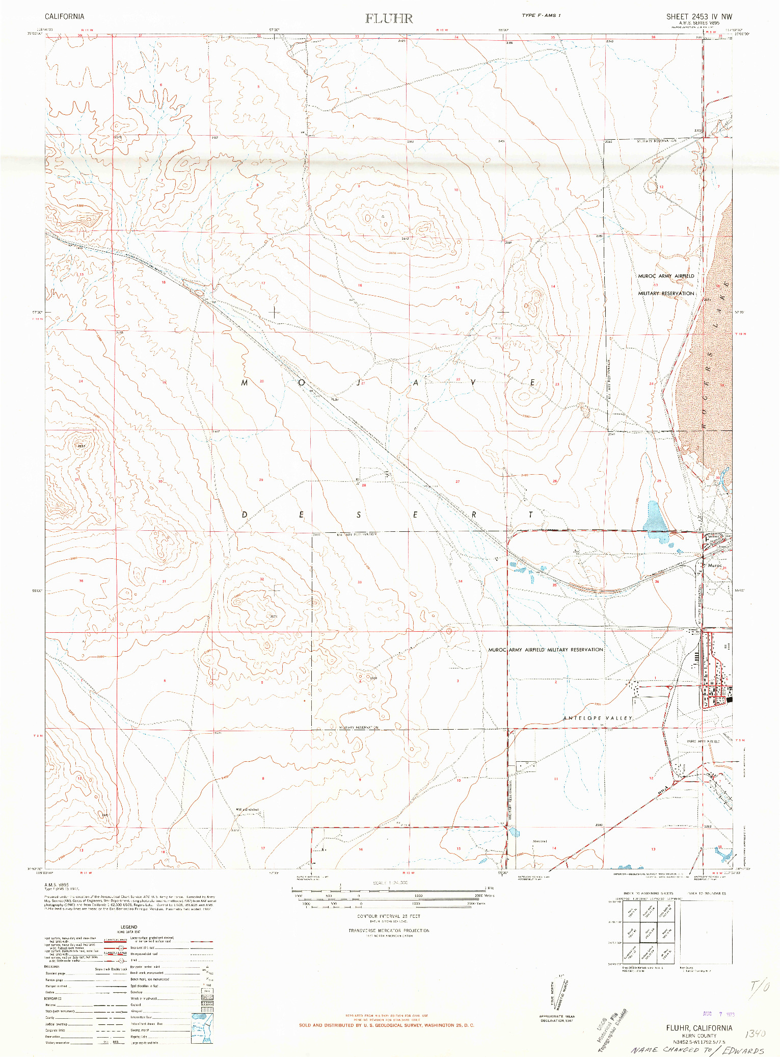 USGS 1:24000-SCALE QUADRANGLE FOR FLUHR, CA 1947