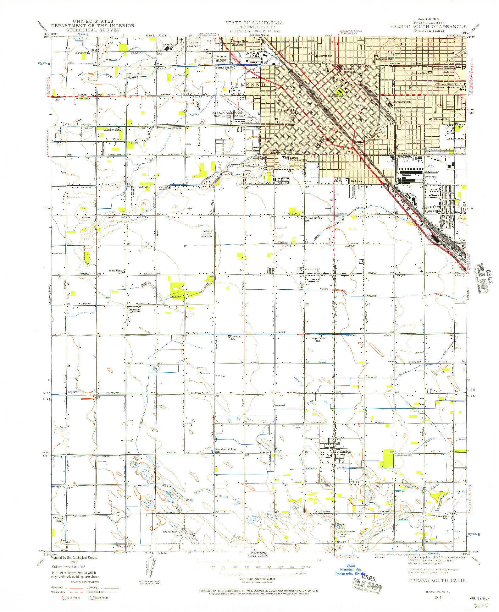 USGS 1:24000-SCALE QUADRANGLE FOR FRESNO SOUTH, CA 1946