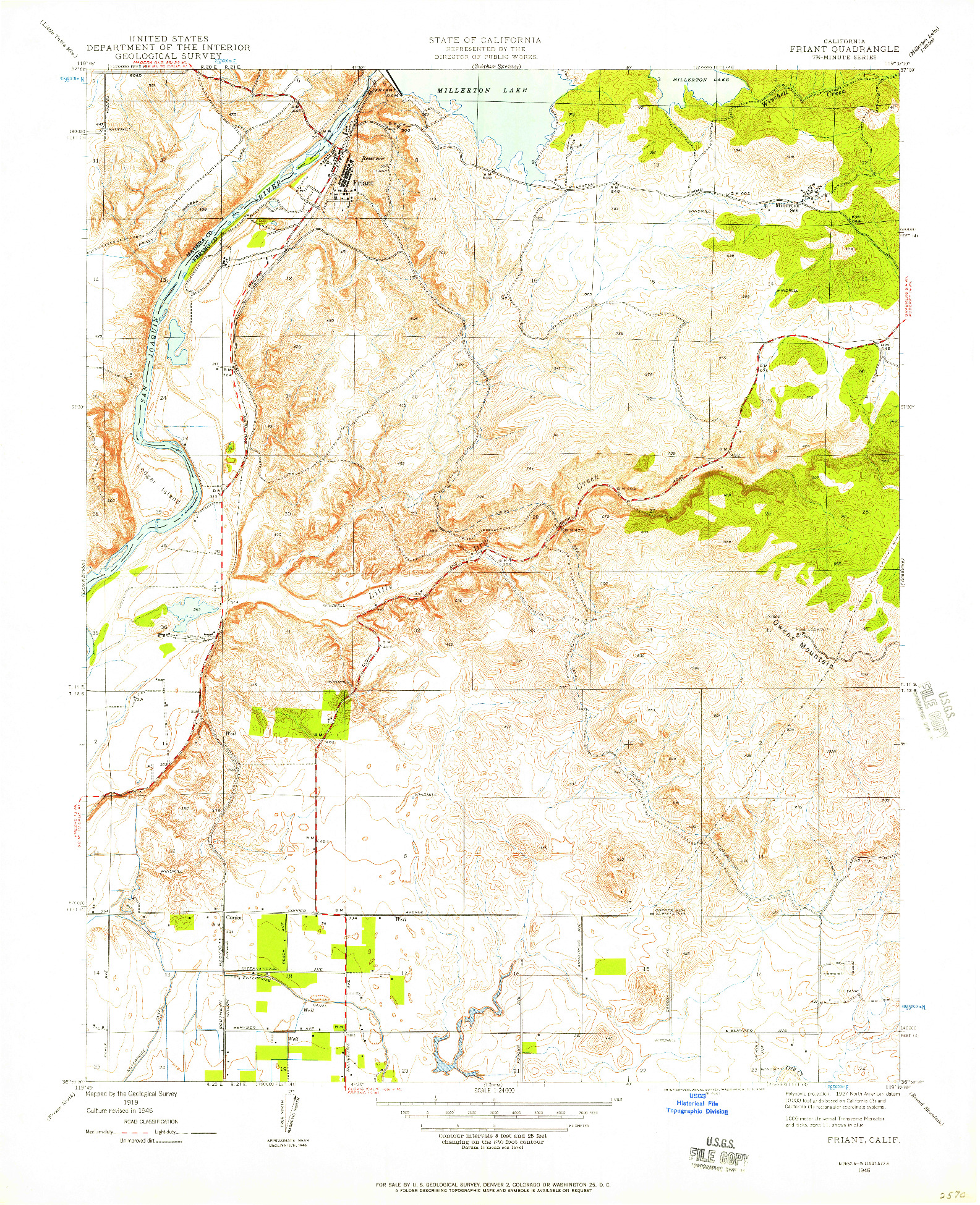 USGS 1:24000-SCALE QUADRANGLE FOR FRIANT, CA 1946