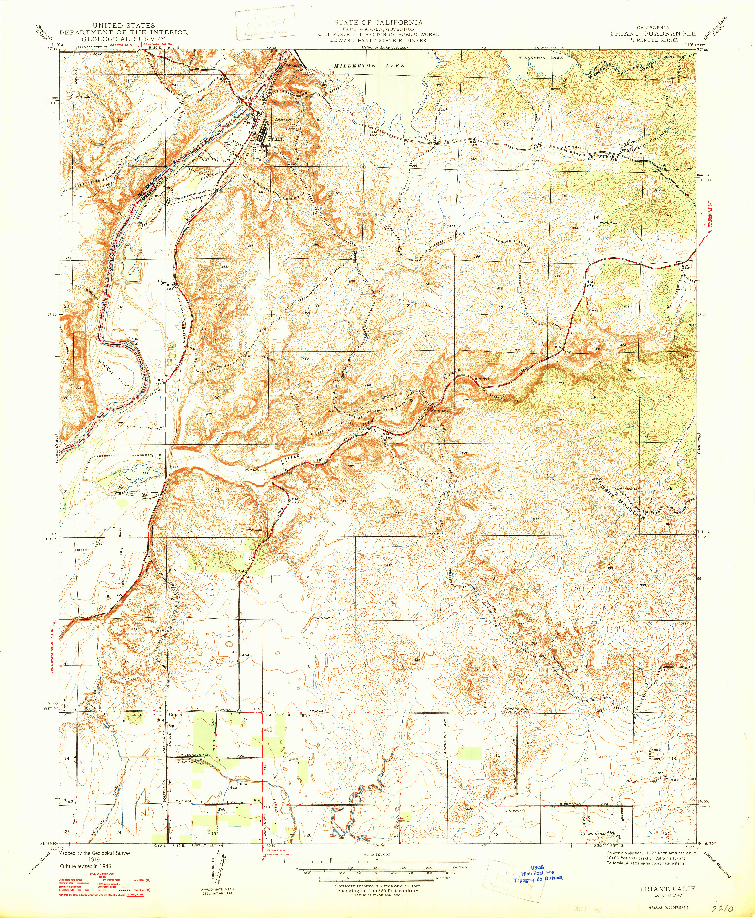 USGS 1:24000-SCALE QUADRANGLE FOR FRIANT, CA 1947