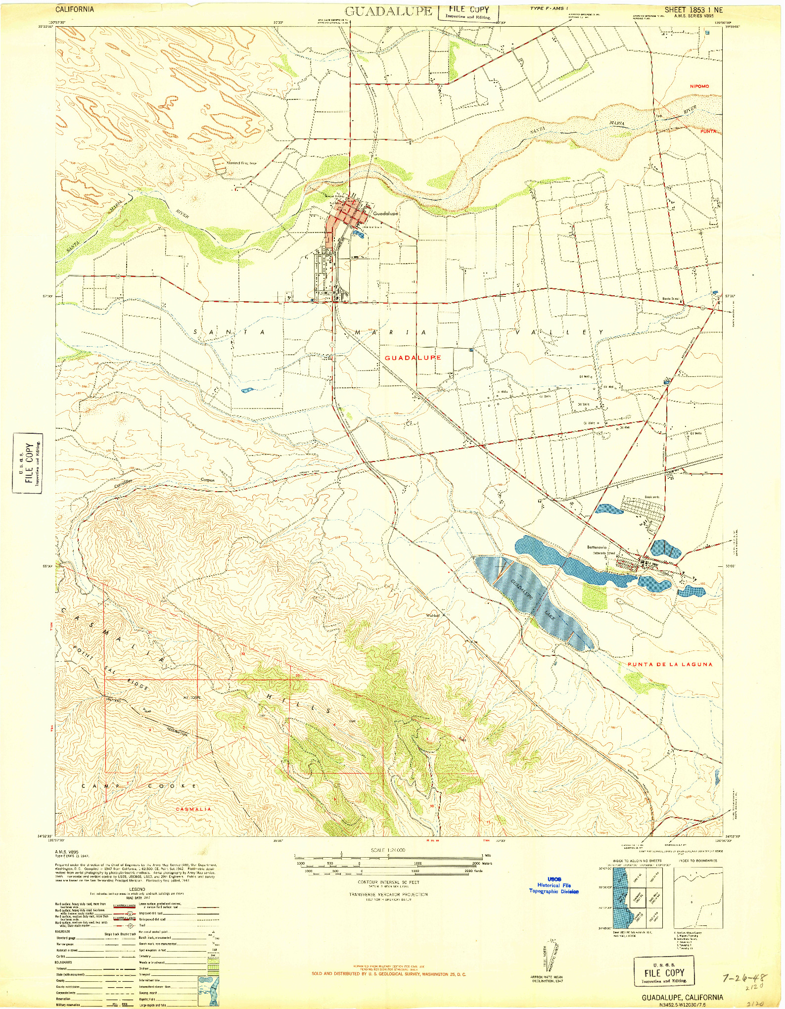 USGS 1:24000-SCALE QUADRANGLE FOR GUADALUPE, CA 1947