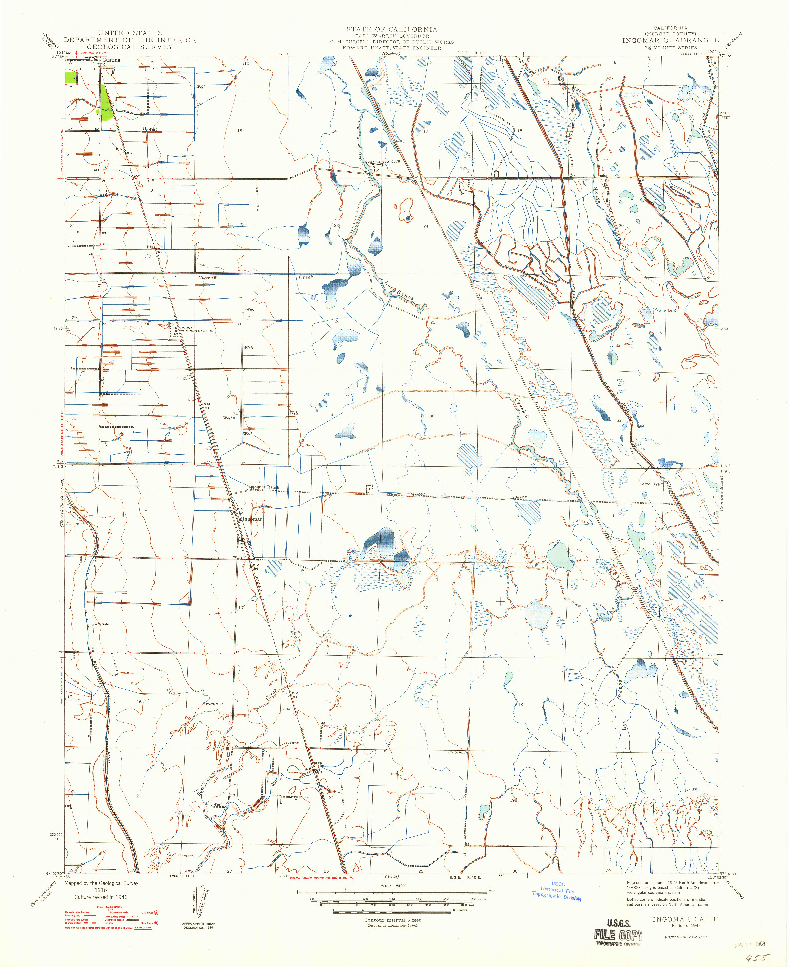 USGS 1:24000-SCALE QUADRANGLE FOR INGOMAR, CA 1947