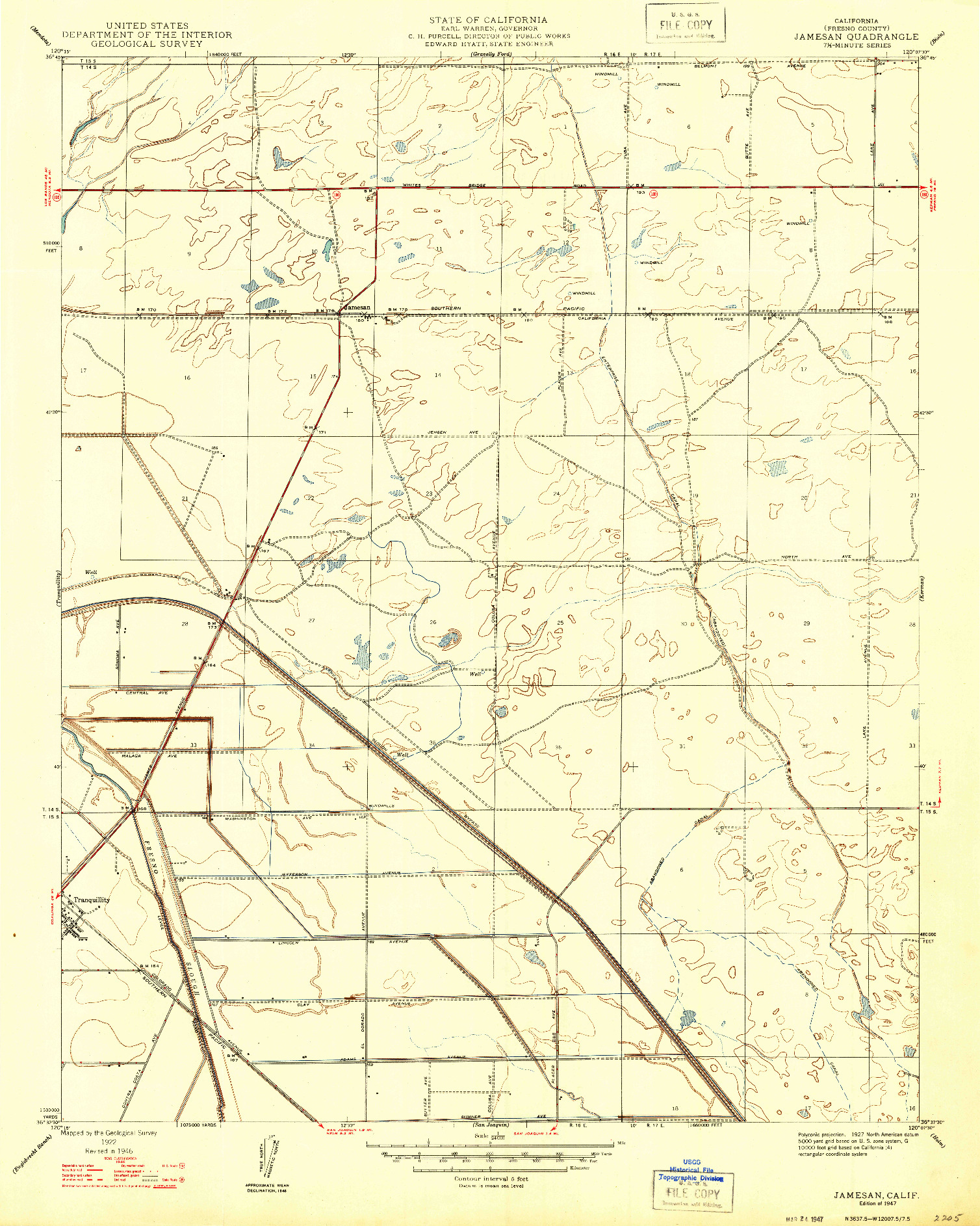 USGS 1:24000-SCALE QUADRANGLE FOR JAMESAN, CA 1947