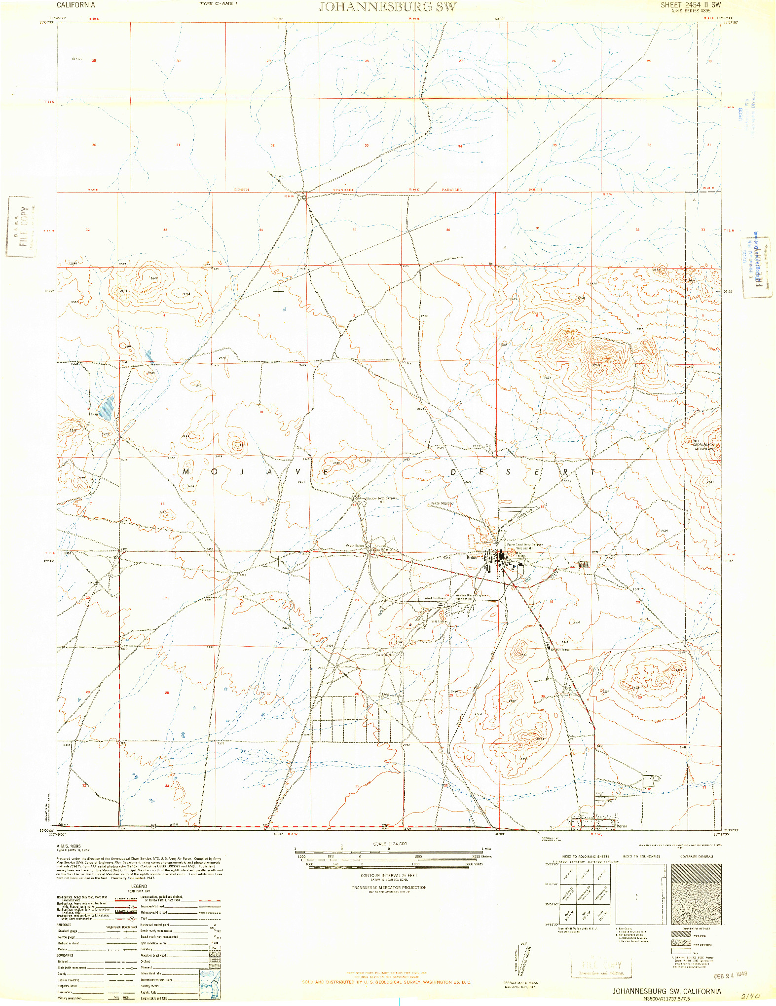 USGS 1:24000-SCALE QUADRANGLE FOR JOHANNESBURG SW, CA 1947