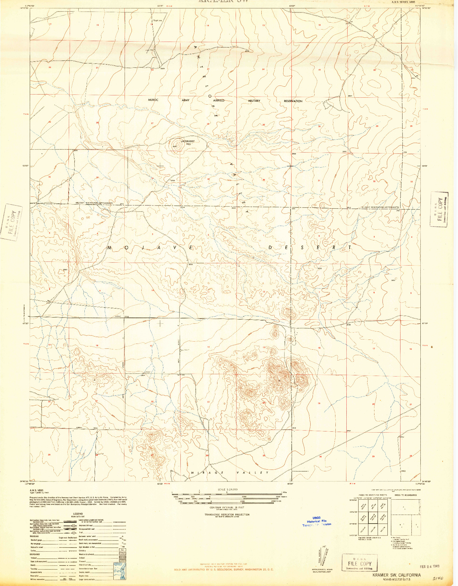 USGS 1:24000-SCALE QUADRANGLE FOR KRAMER SW, CA 1947
