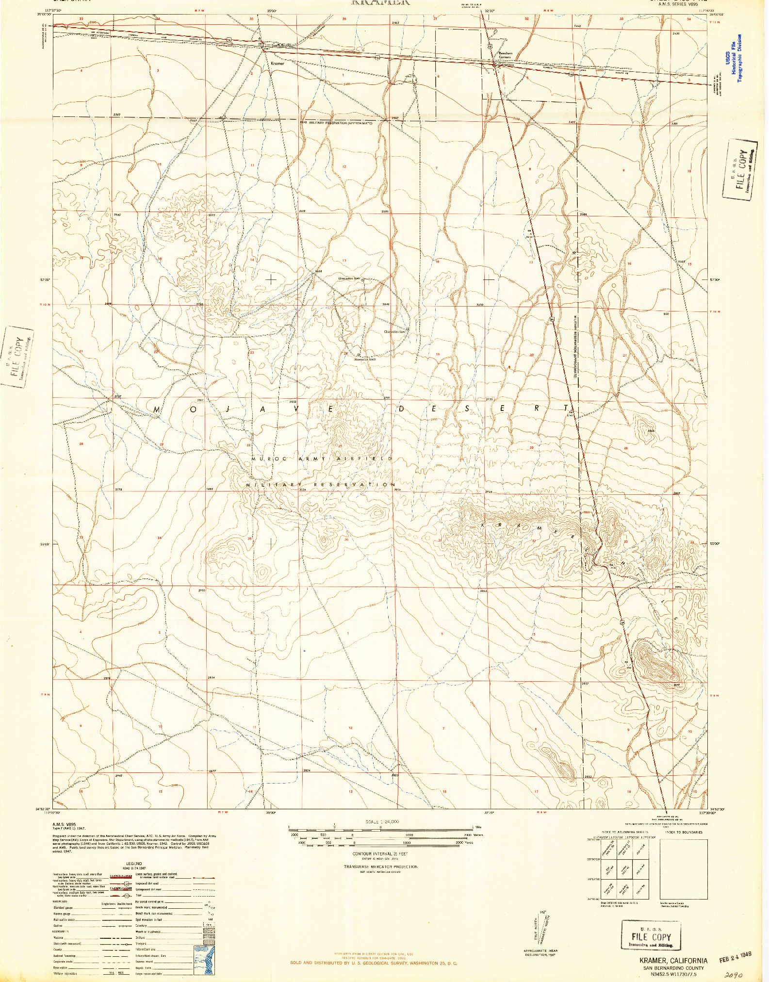 USGS 1:24000-SCALE QUADRANGLE FOR KRAMER, CA 1947
