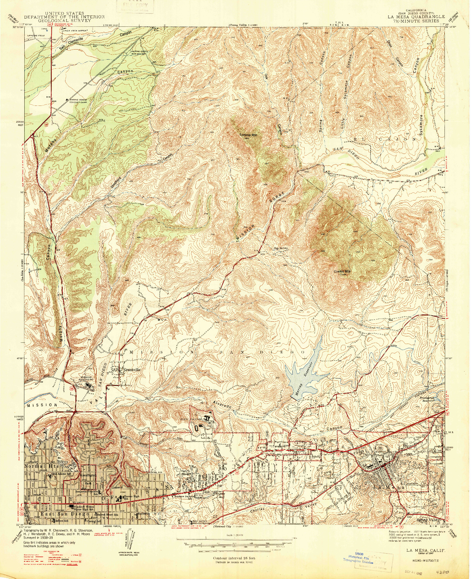 USGS 1:24000-SCALE QUADRANGLE FOR LA MESA, CA 1947