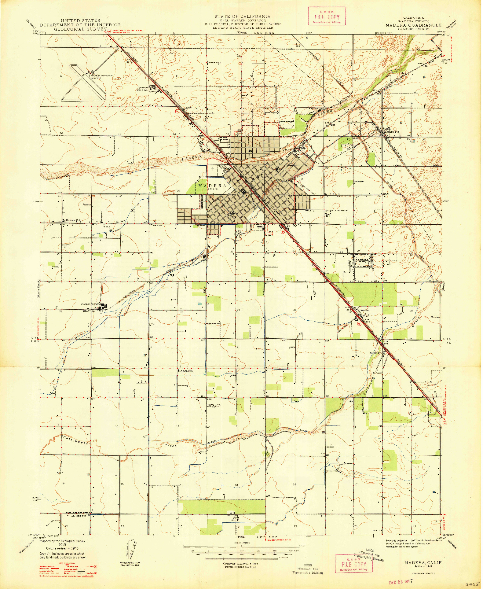 USGS 1:24000-SCALE QUADRANGLE FOR MADERA, CA 1947