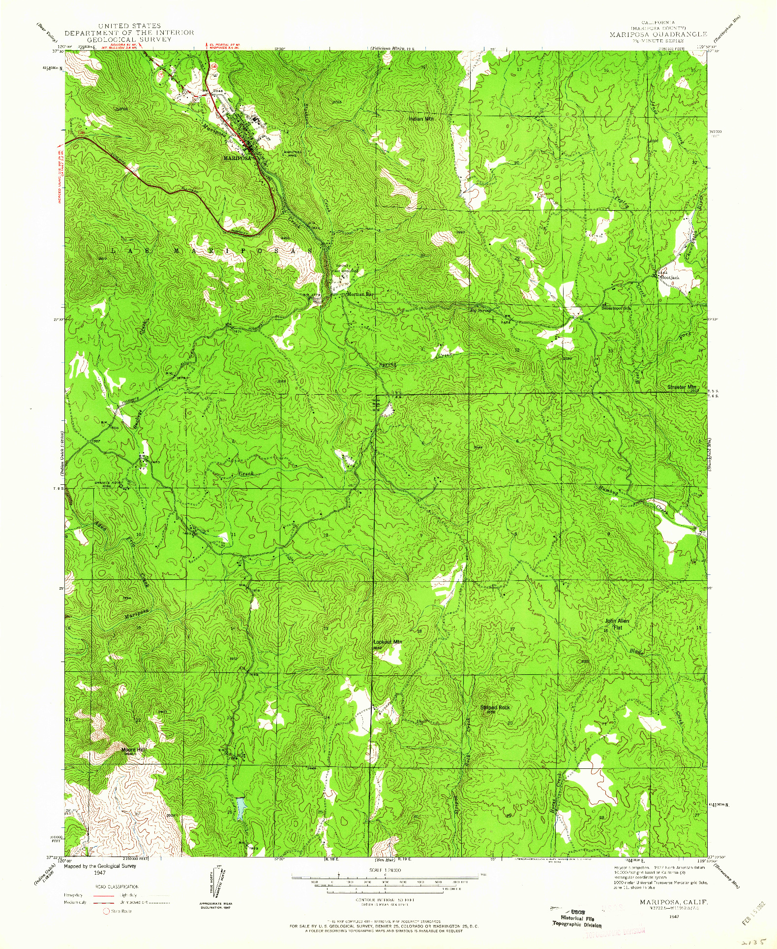 USGS 1:24000-SCALE QUADRANGLE FOR MARIPOSA, CA 1947