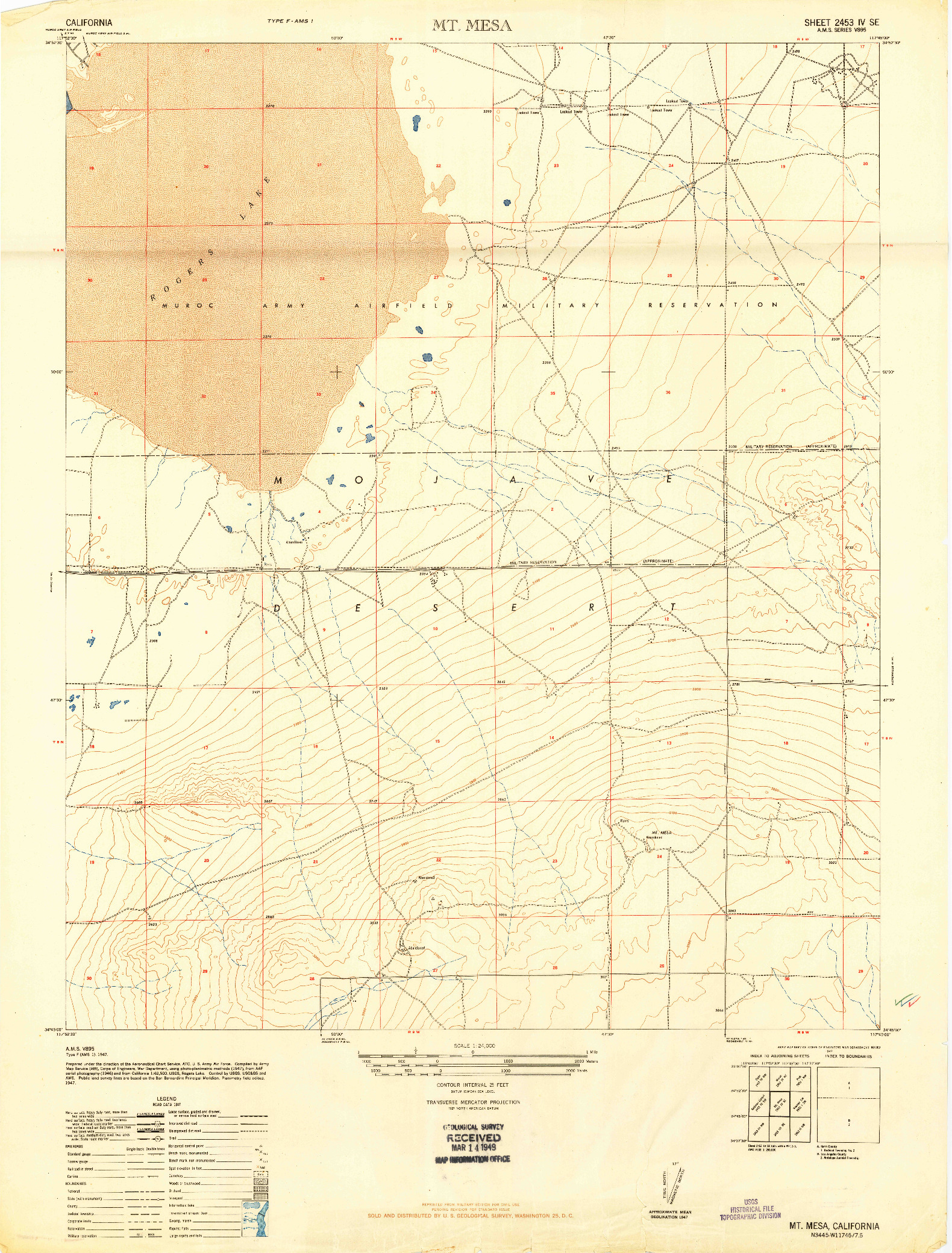 USGS 1:24000-SCALE QUADRANGLE FOR MT. MESA, CA 1947
