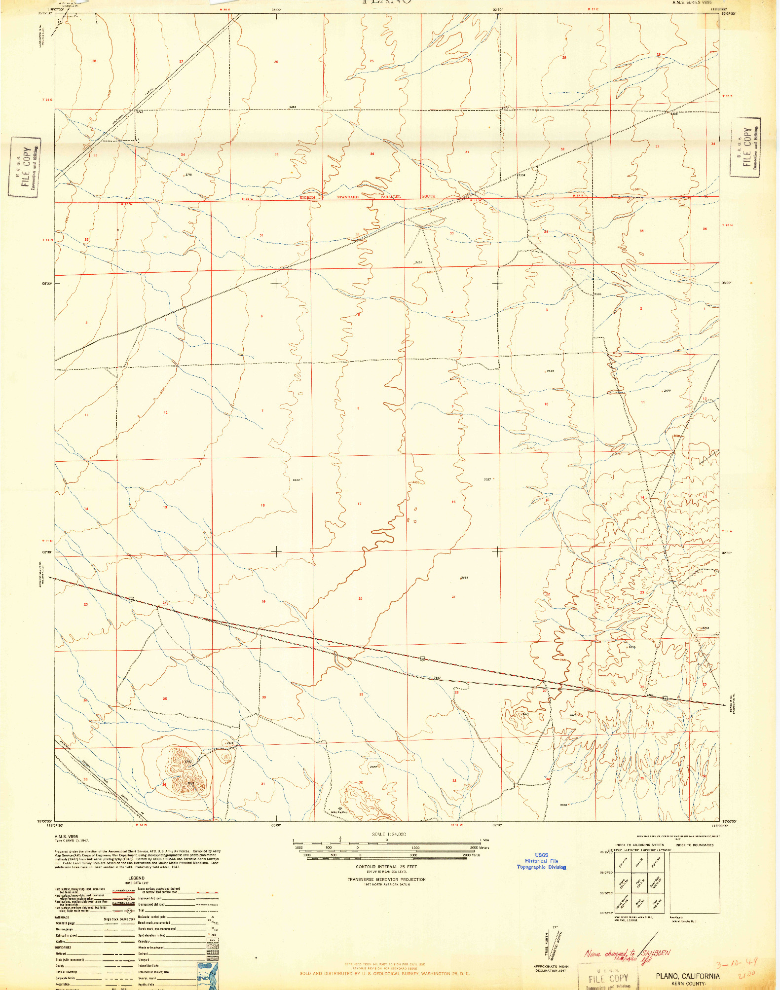 USGS 1:24000-SCALE QUADRANGLE FOR PLANO, CA 1947