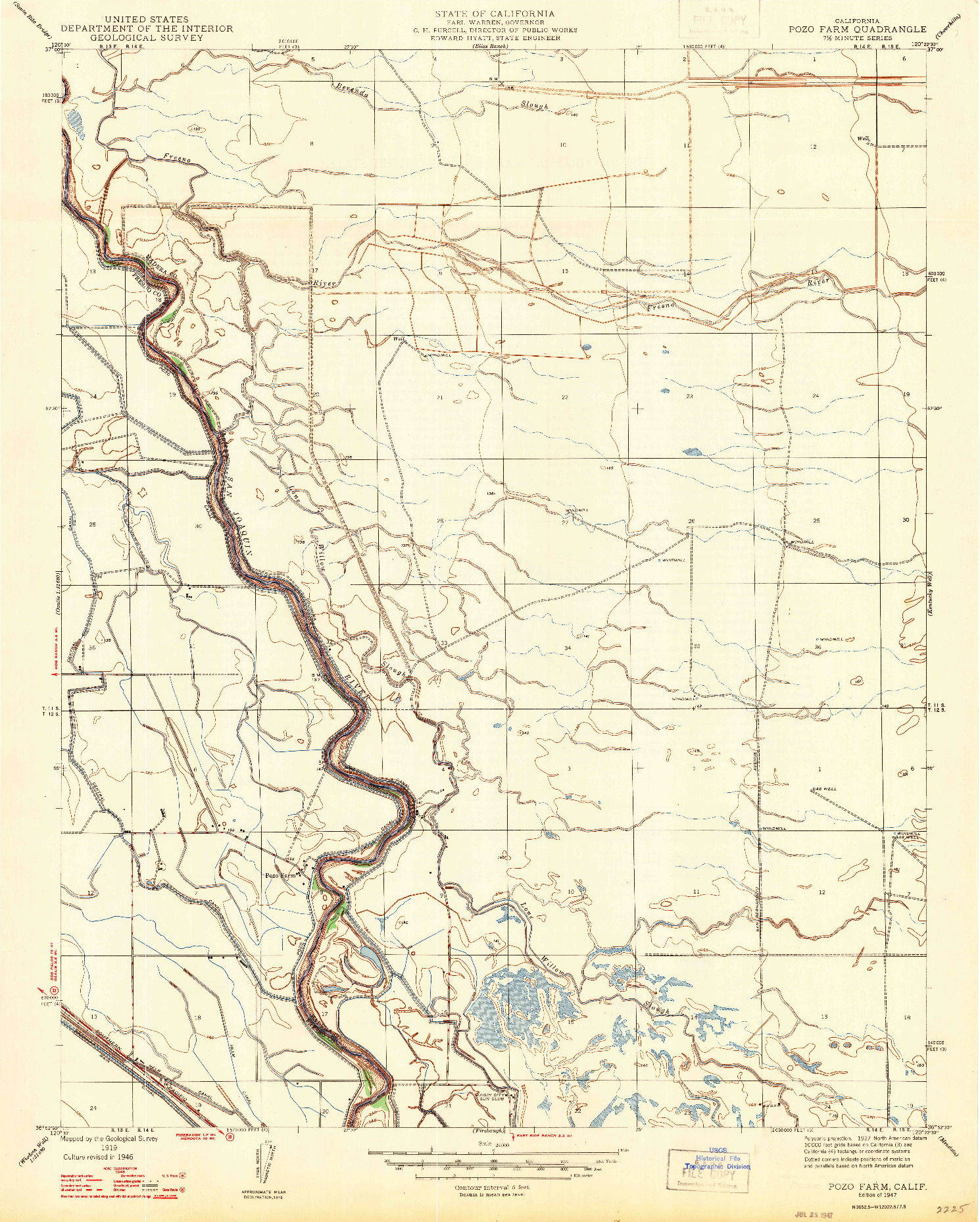 USGS 1:24000-SCALE QUADRANGLE FOR POZO FARM, CA 1947