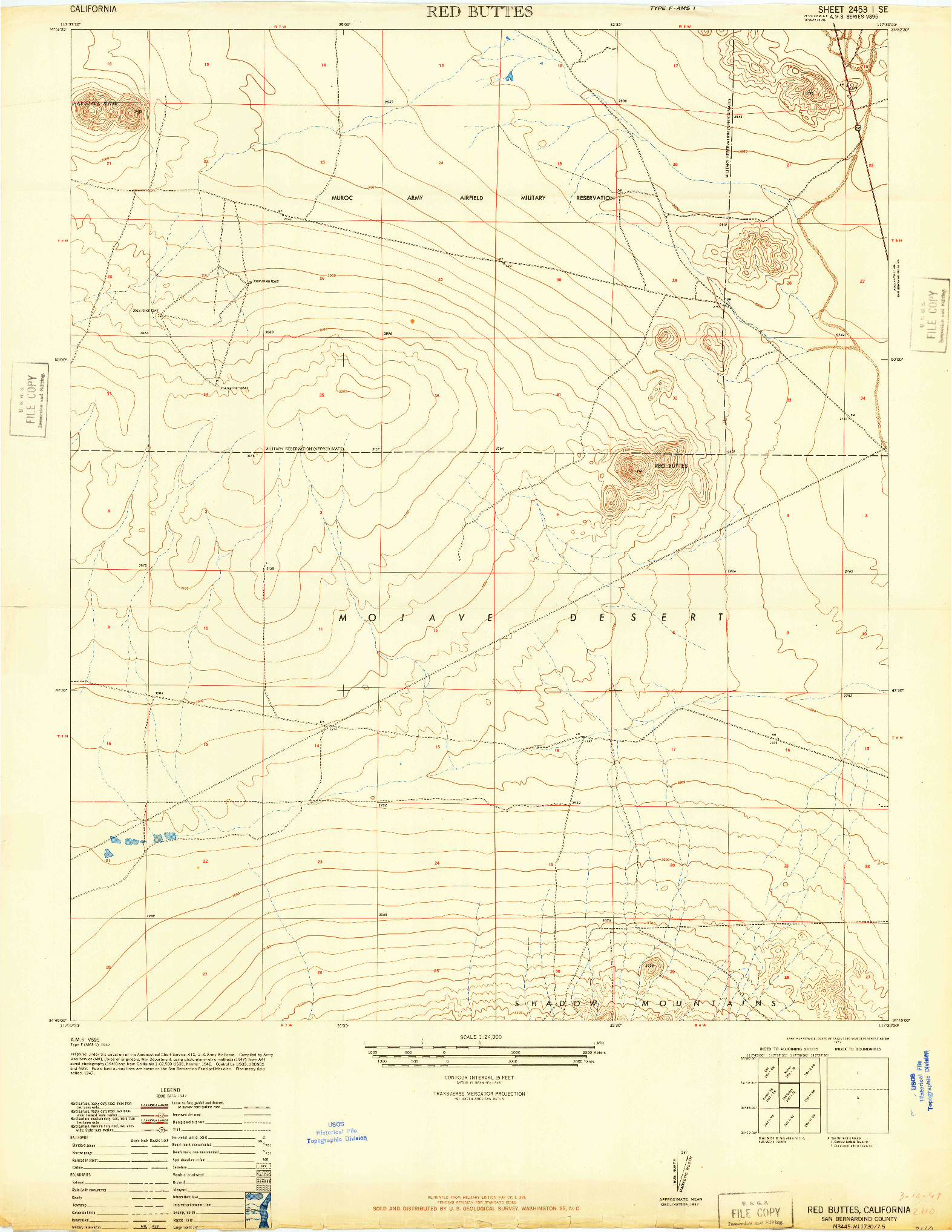 USGS 1:24000-SCALE QUADRANGLE FOR RED BUTTES, CA 1947