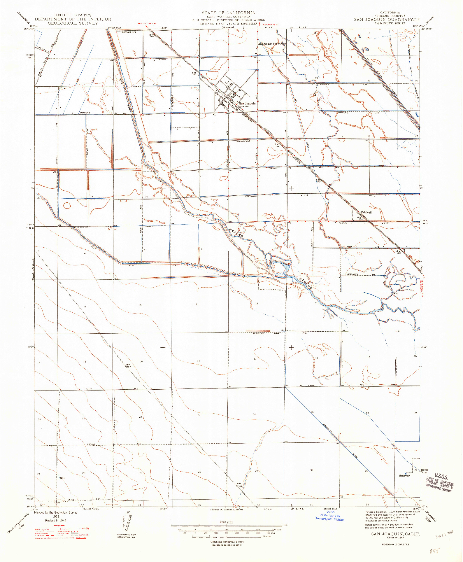 USGS 1:24000-SCALE QUADRANGLE FOR SAN JOAQUIN, CA 1947