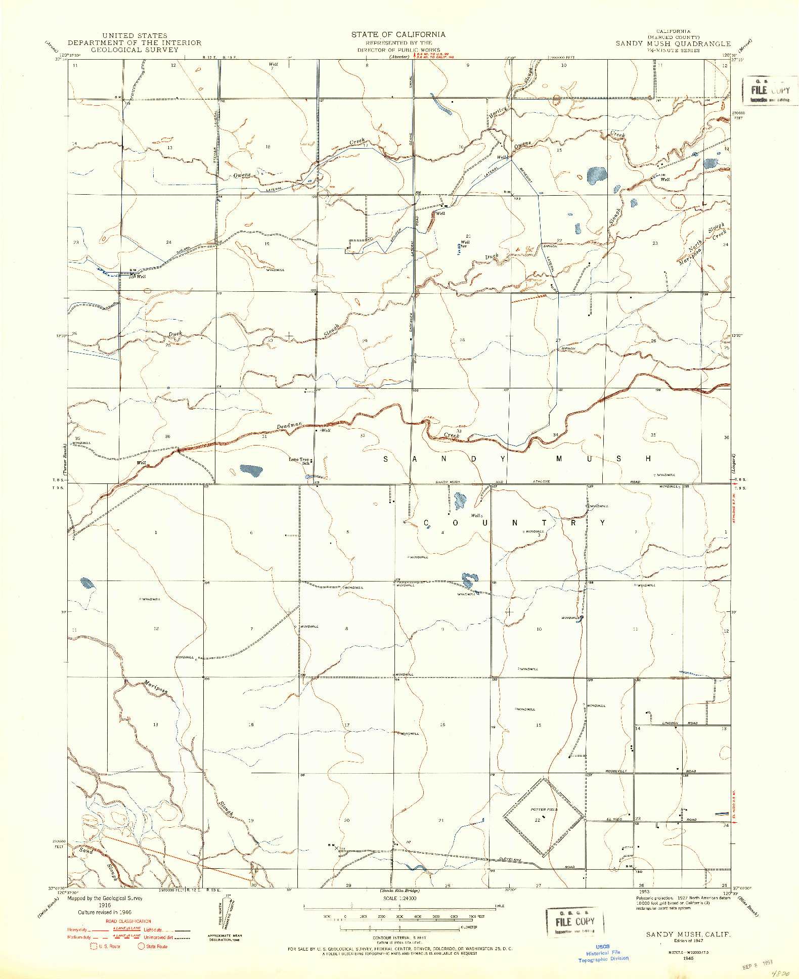 USGS 1:24000-SCALE QUADRANGLE FOR SANDY MUSH, CA 1946