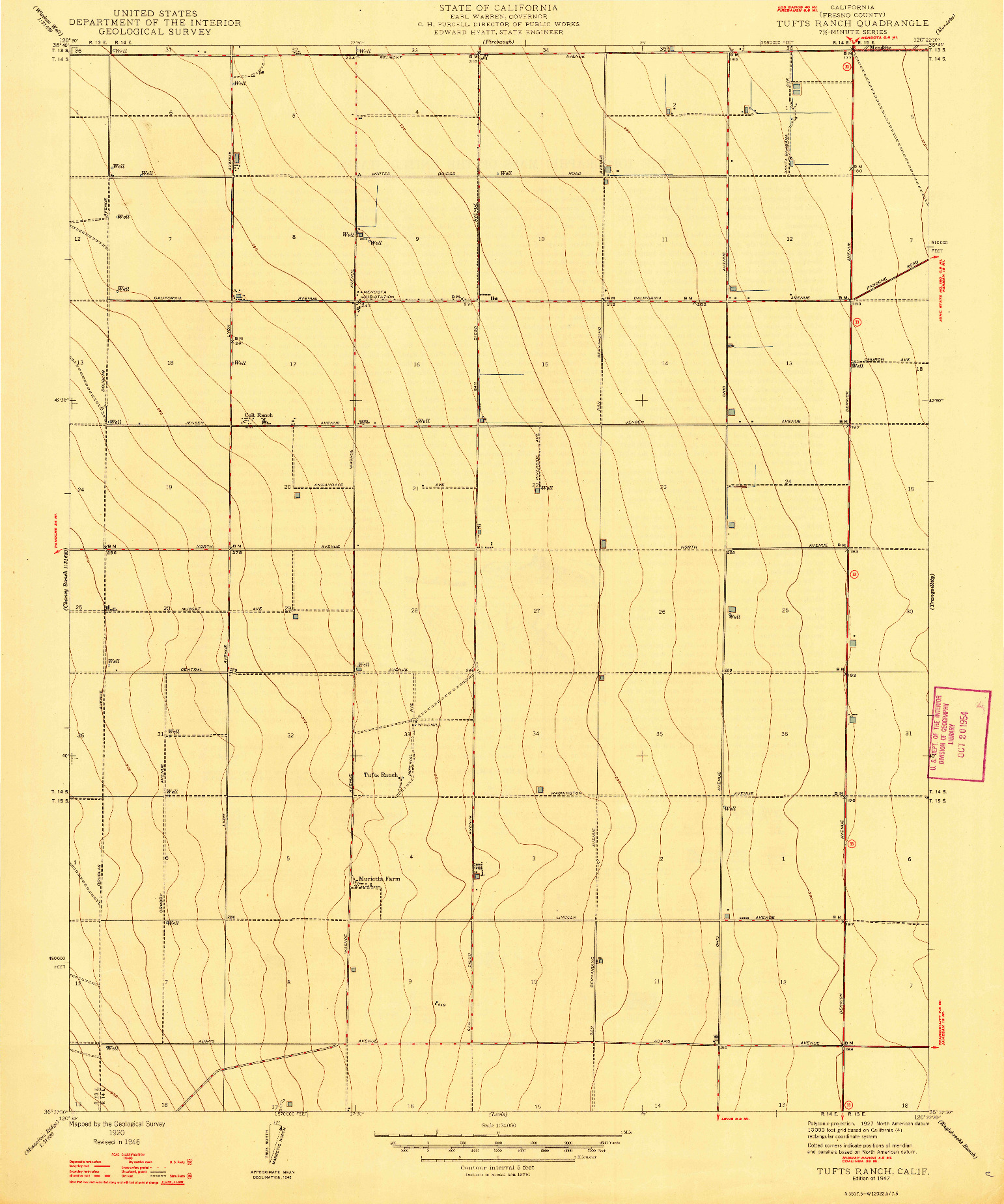 USGS 1:24000-SCALE QUADRANGLE FOR TUFTS RANCH, CA 1947