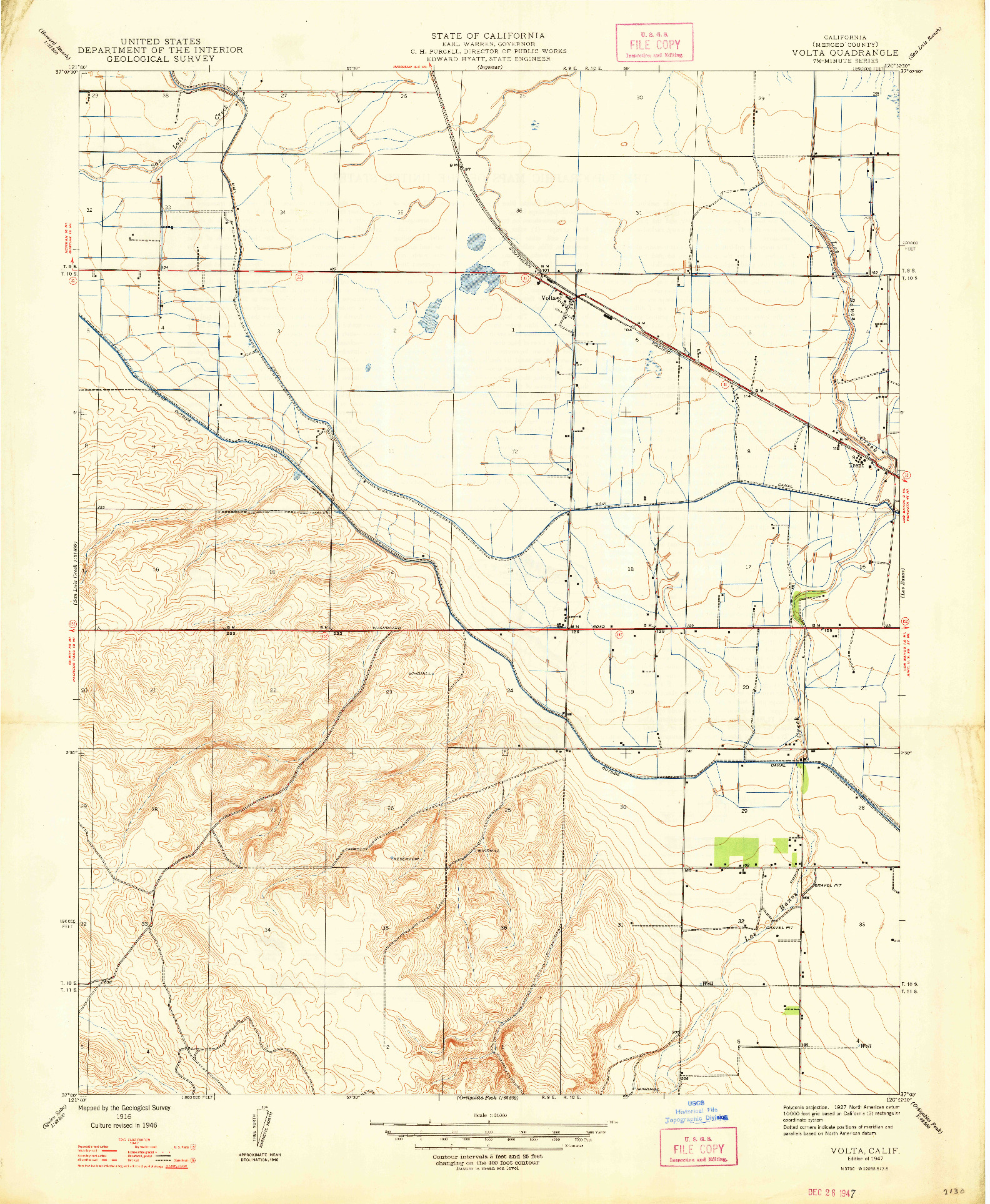 USGS 1:24000-SCALE QUADRANGLE FOR VOLTA, CA 1947