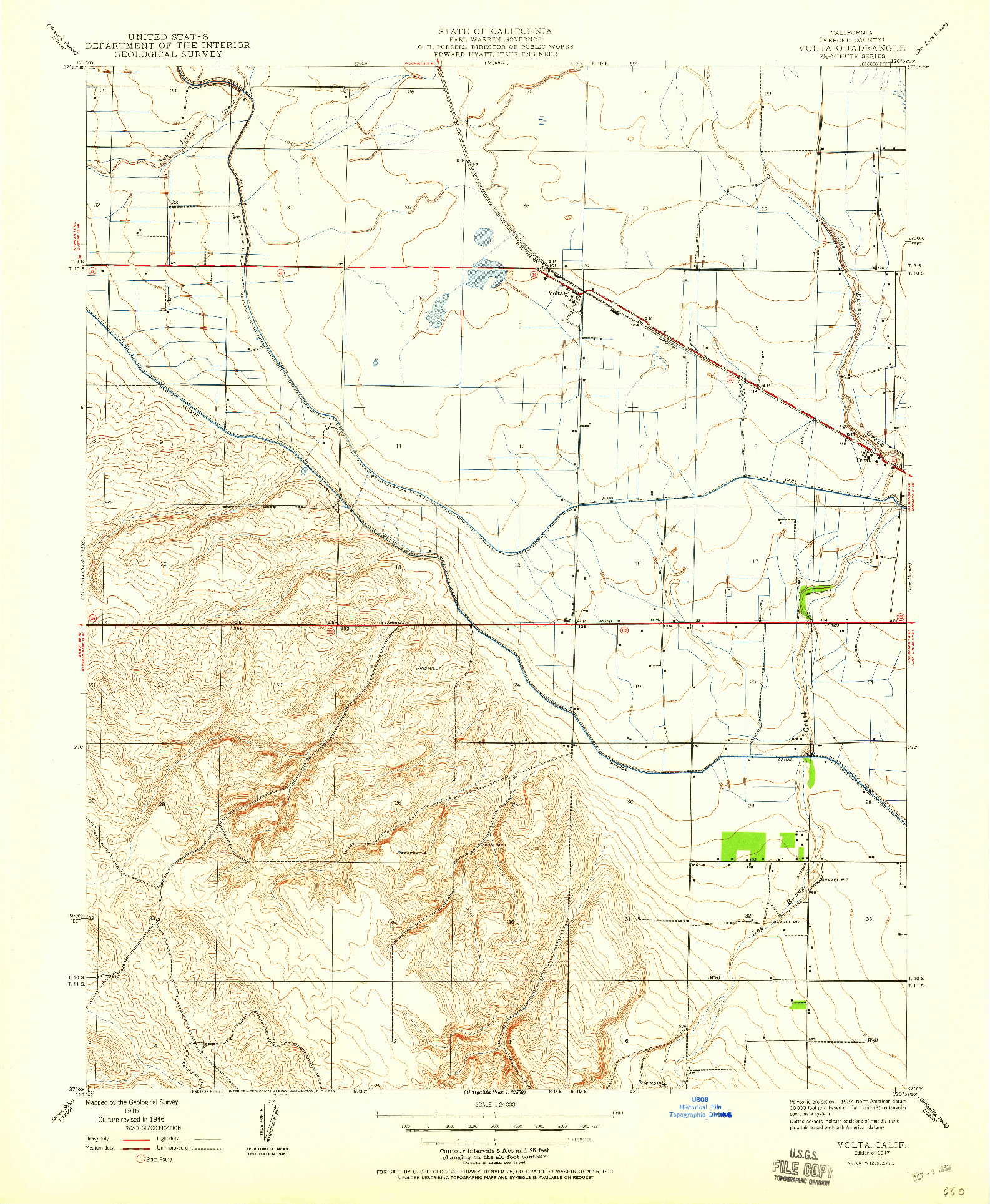 USGS 1:24000-SCALE QUADRANGLE FOR VOLTA, CA 1947