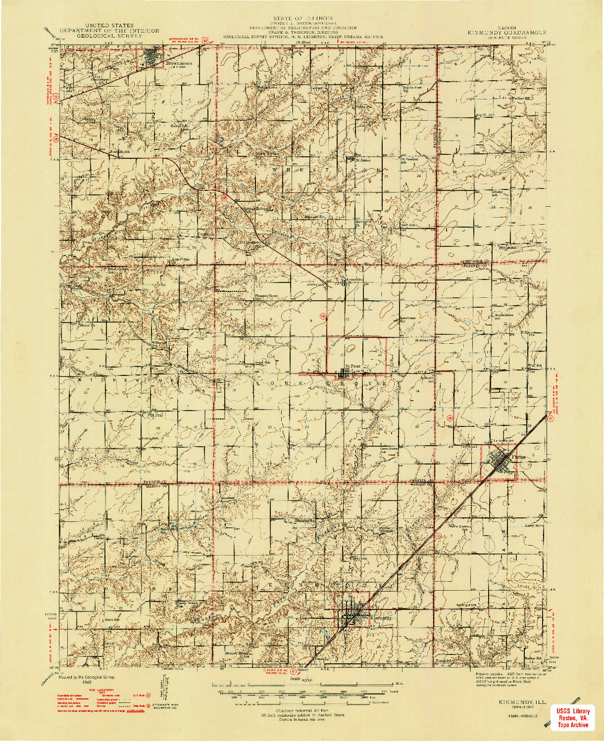 USGS 1:62500-SCALE QUADRANGLE FOR KINMUNDY, IL 1947