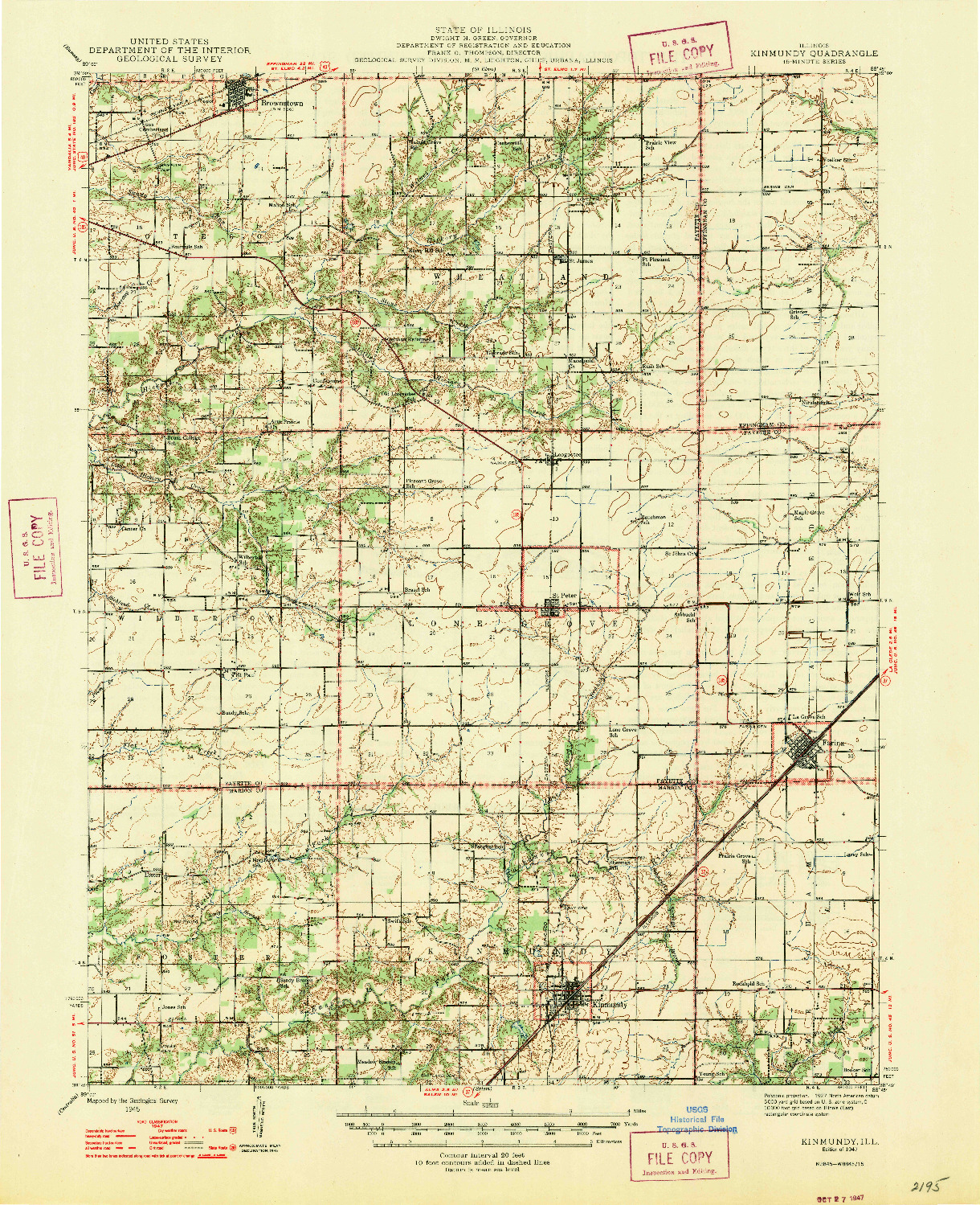 USGS 1:62500-SCALE QUADRANGLE FOR KINMUNDY, IL 1947