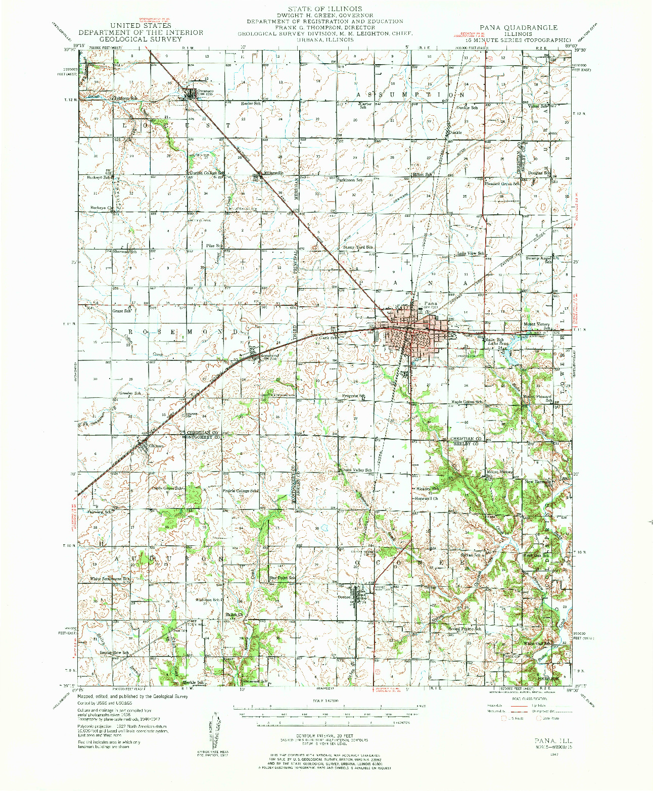 USGS 1:62500-SCALE QUADRANGLE FOR PANA, IL 1947