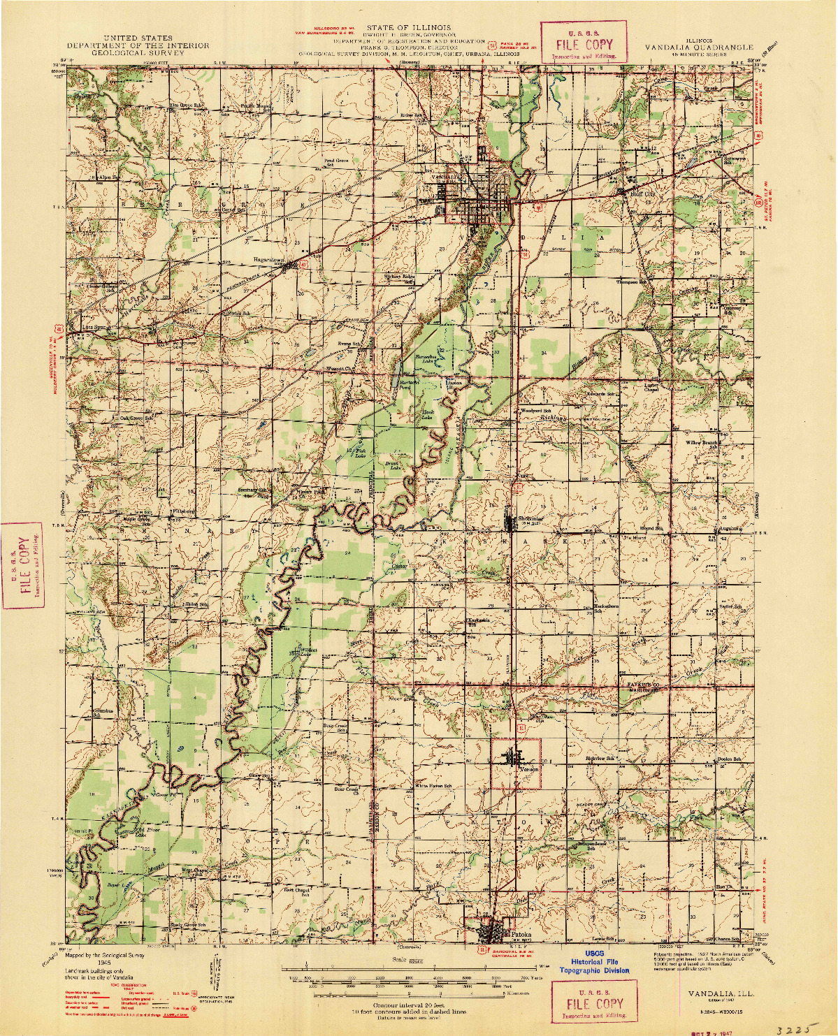 USGS 1:62500-SCALE QUADRANGLE FOR VANDALIA, IL 1947