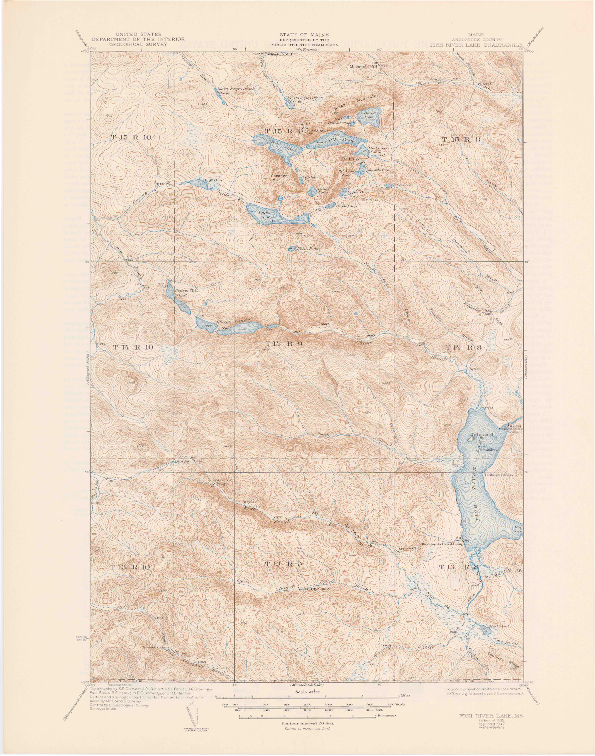 USGS 1:62500-SCALE QUADRANGLE FOR FISH RIVER LAKE, ME 1935
