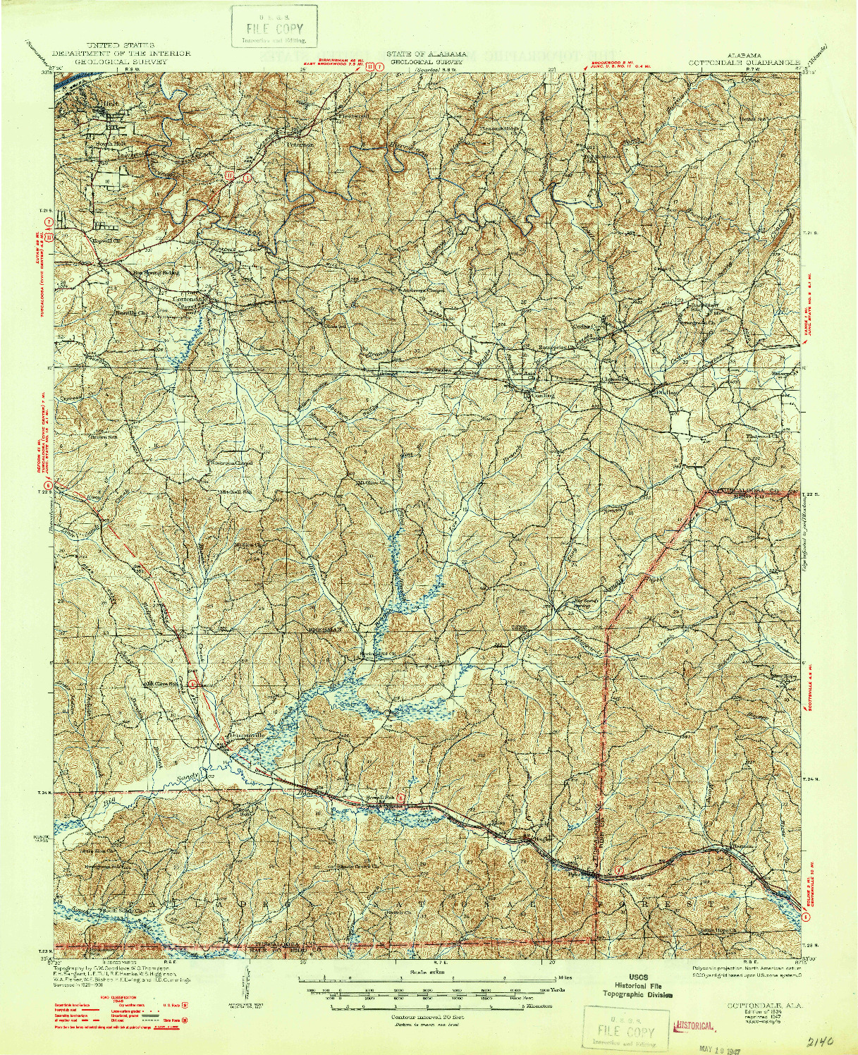 USGS 1:62500-SCALE QUADRANGLE FOR COTTONDALE, AL 1934