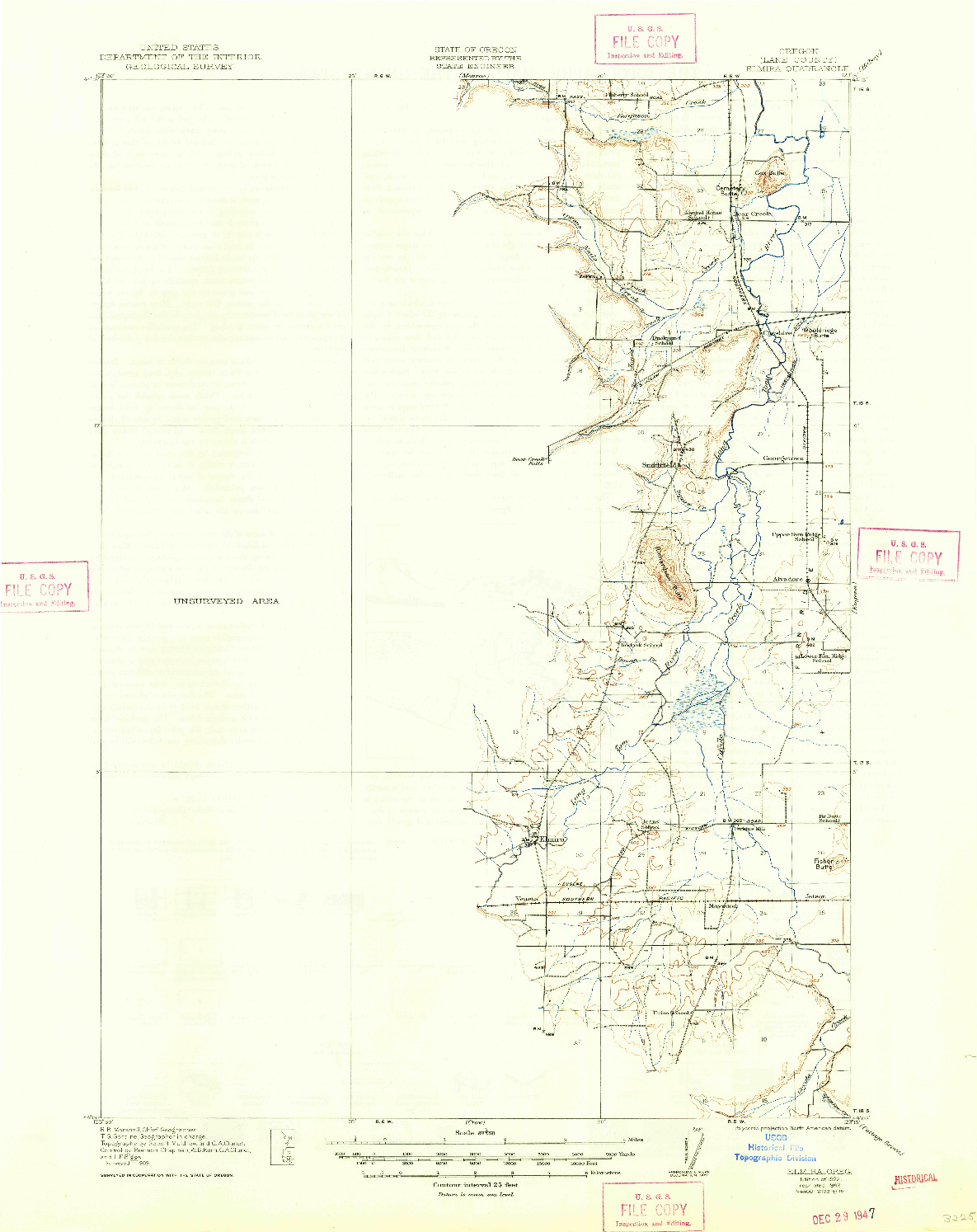 USGS 1:62500-SCALE QUADRANGLE FOR ELMIRA, OR 1922