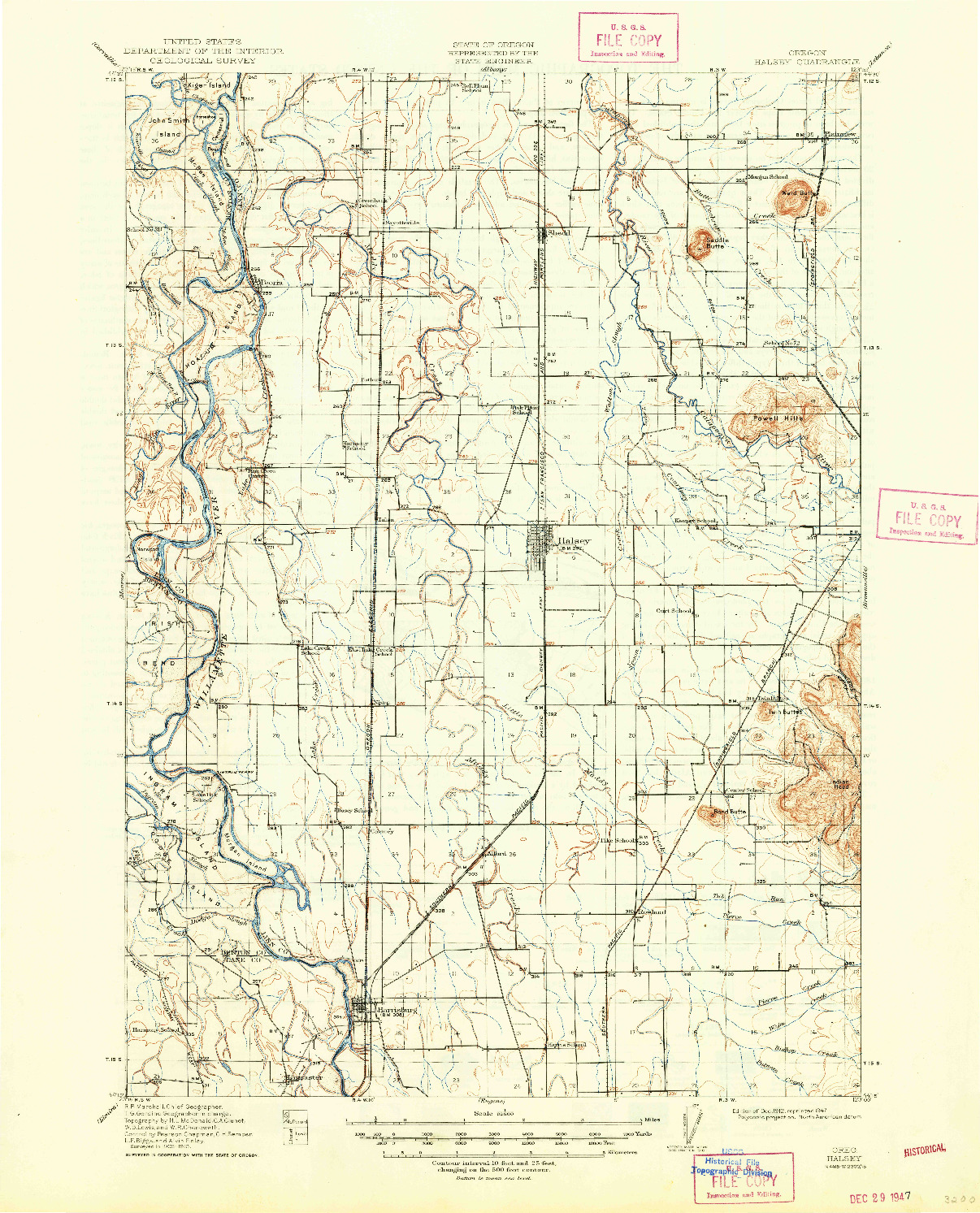USGS 1:62500-SCALE QUADRANGLE FOR HALSEY, OR 1912