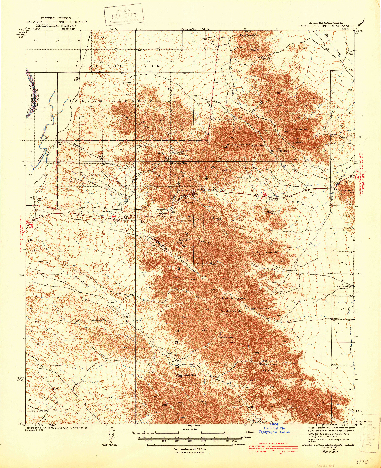 USGS 1:62500-SCALE QUADRANGLE FOR DOME ROCK MTS, AZ 1940