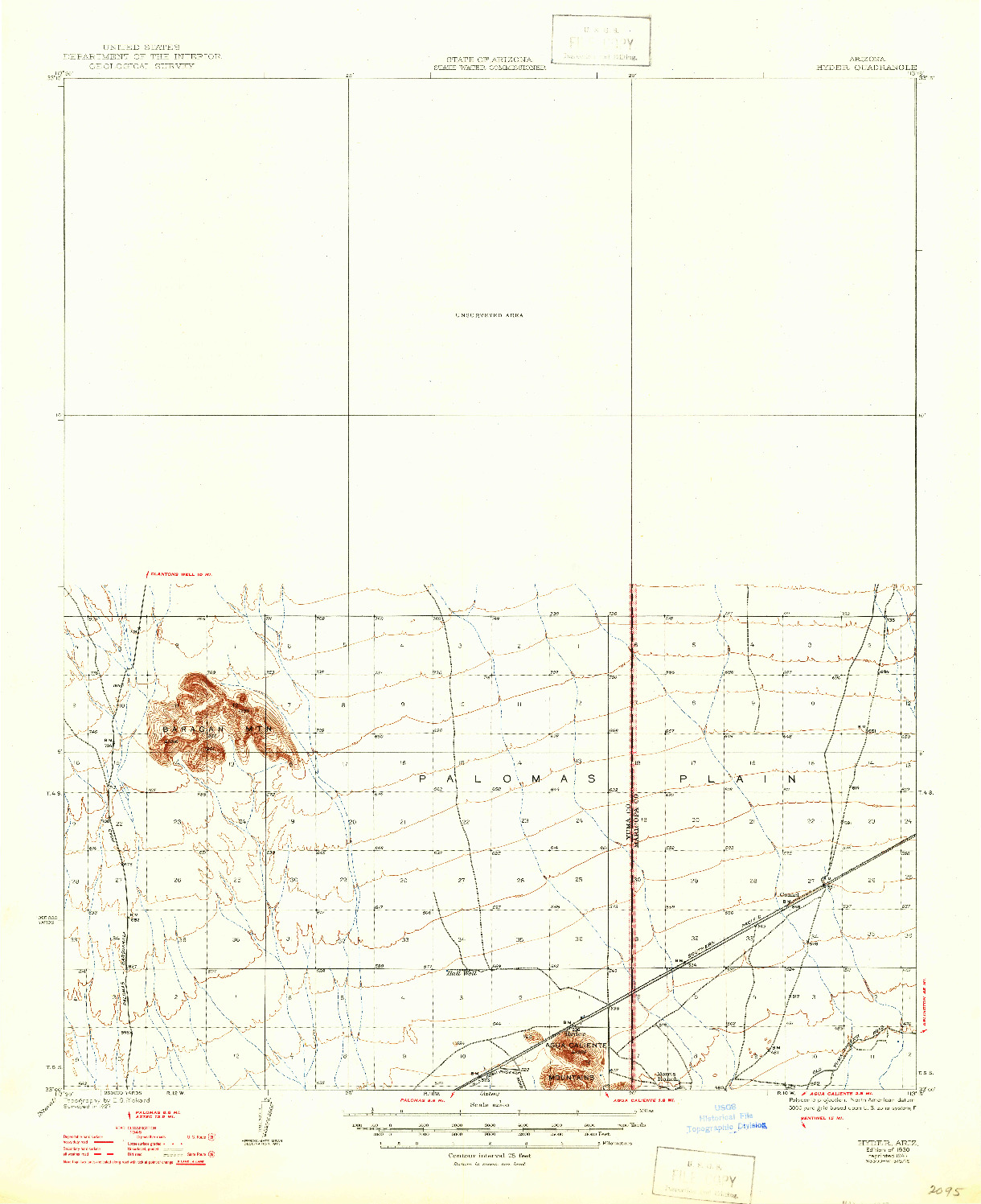 USGS 1:62500-SCALE QUADRANGLE FOR HYDER, AZ 1930