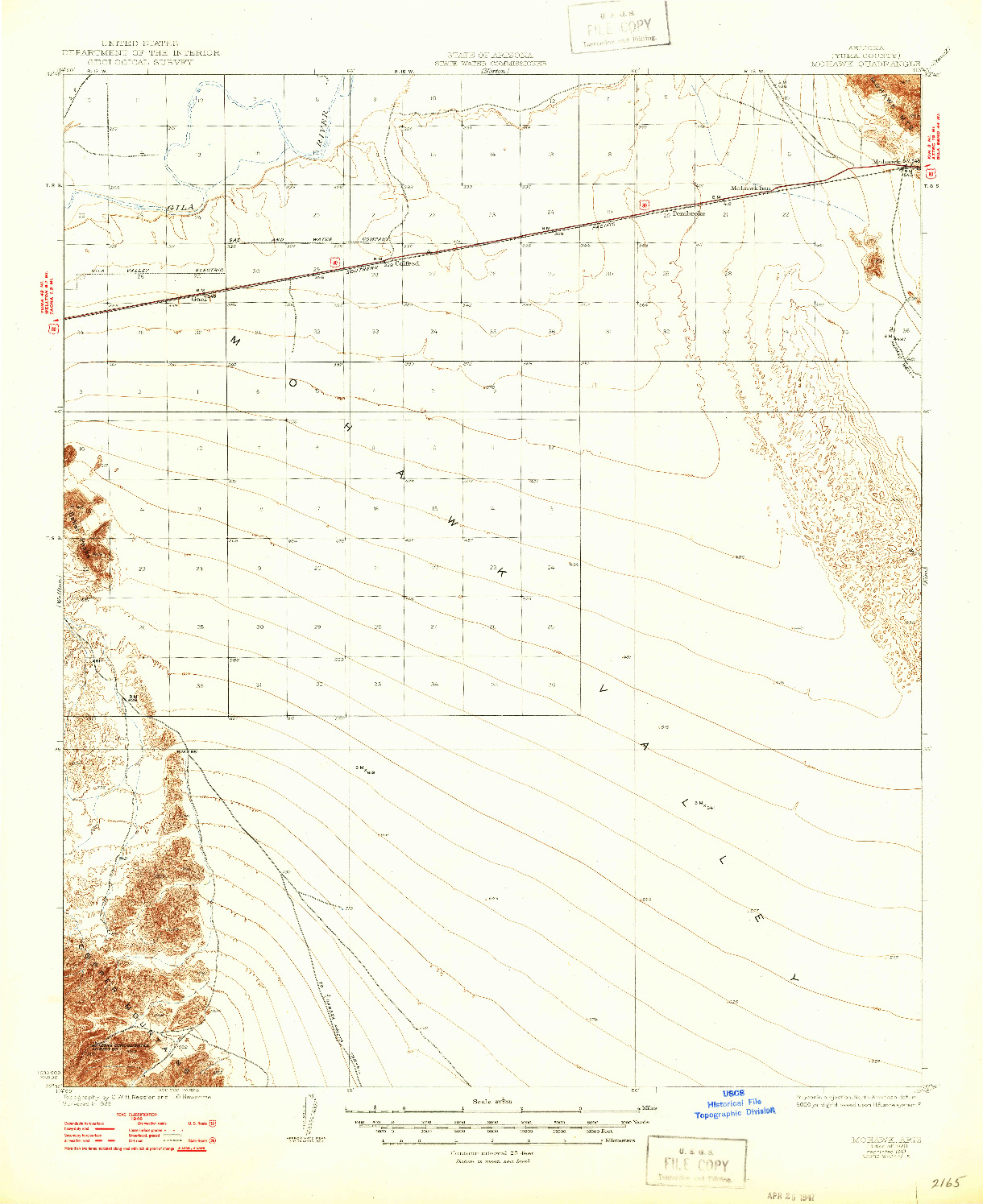 USGS 1:62500-SCALE QUADRANGLE FOR MOHAWK, AZ 1928