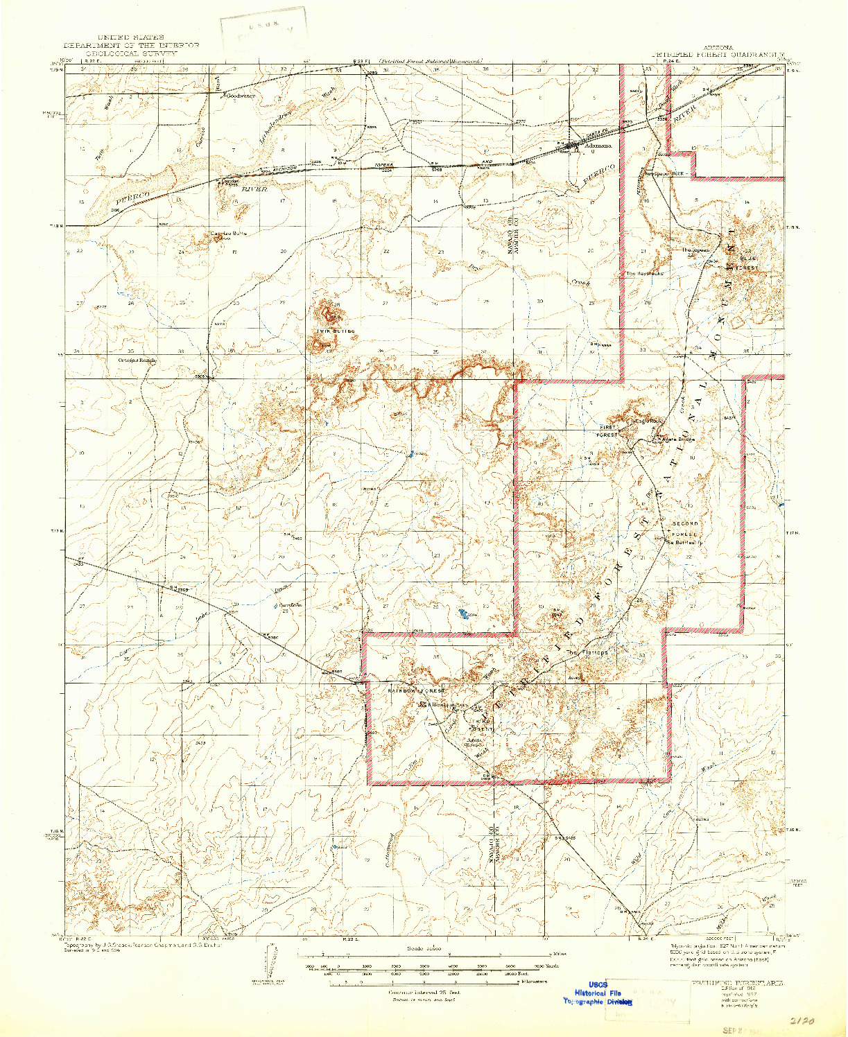 USGS 1:62500-SCALE QUADRANGLE FOR PETRIFIED FOREST, AZ 1912