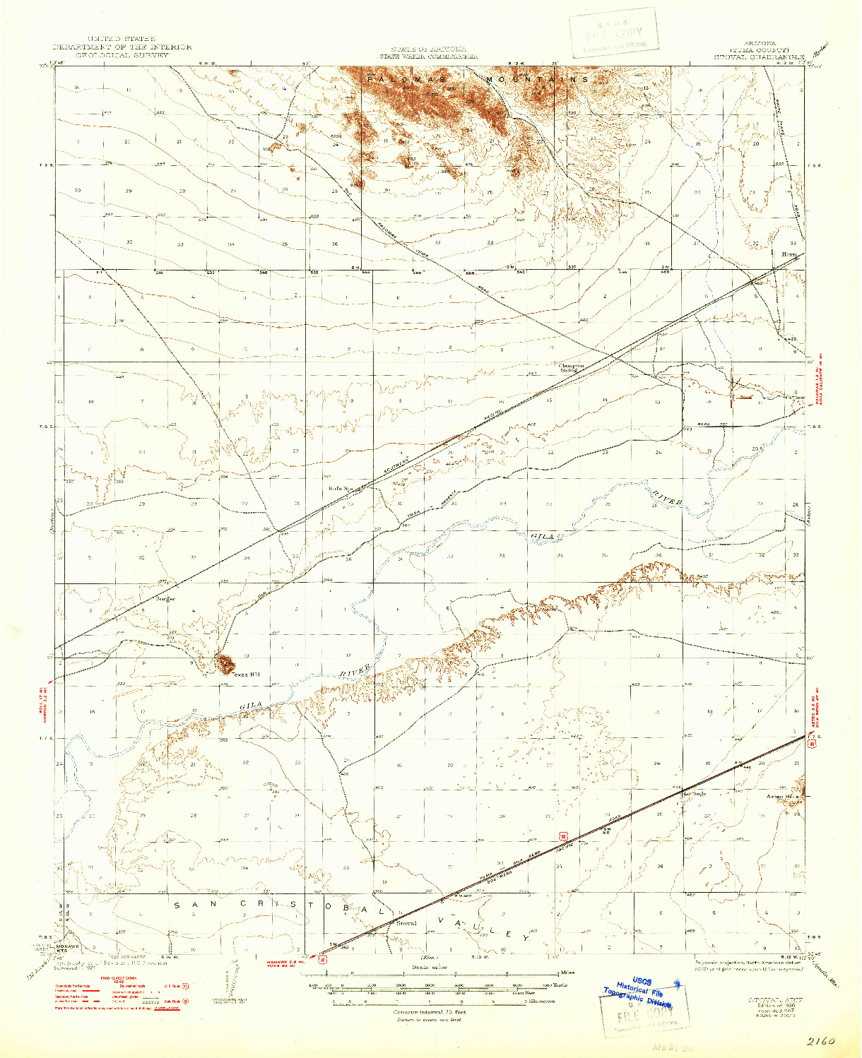 USGS 1:62500-SCALE QUADRANGLE FOR STOVAL, AZ 1930