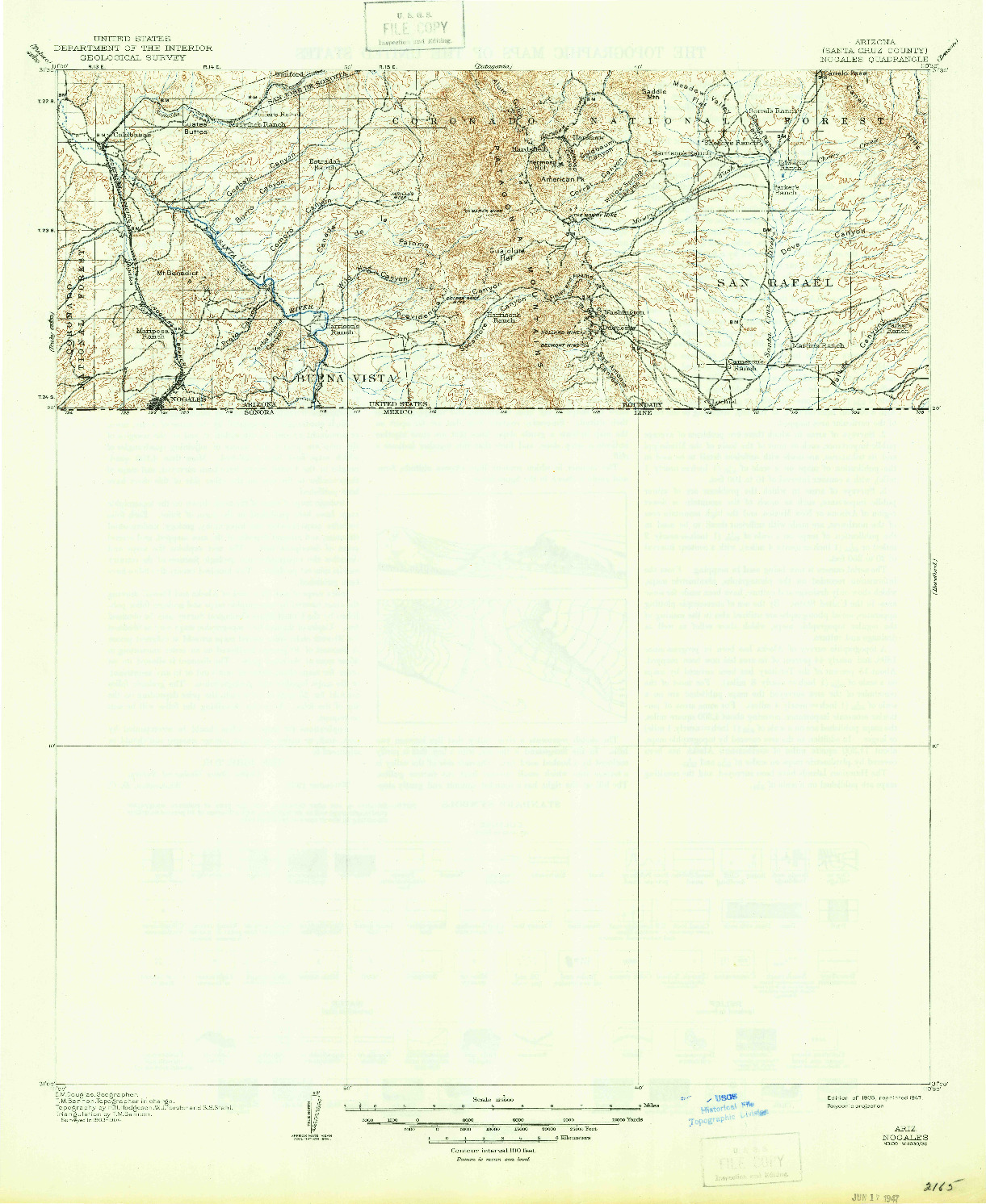 USGS 1:125000-SCALE QUADRANGLE FOR NOGALES, AZ 1905