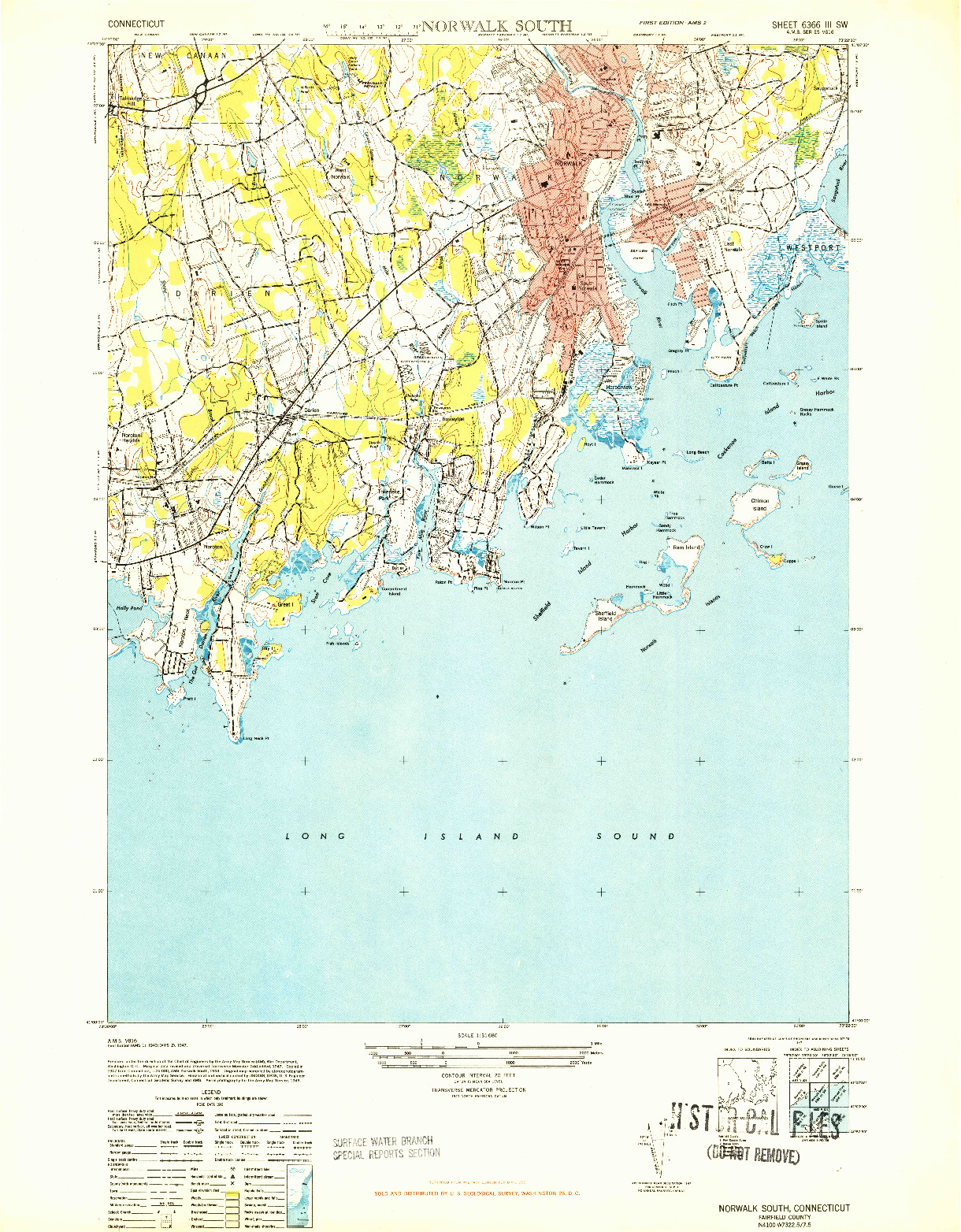 USGS 1:31680-SCALE QUADRANGLE FOR NORWALK SOUTH, CT 1943